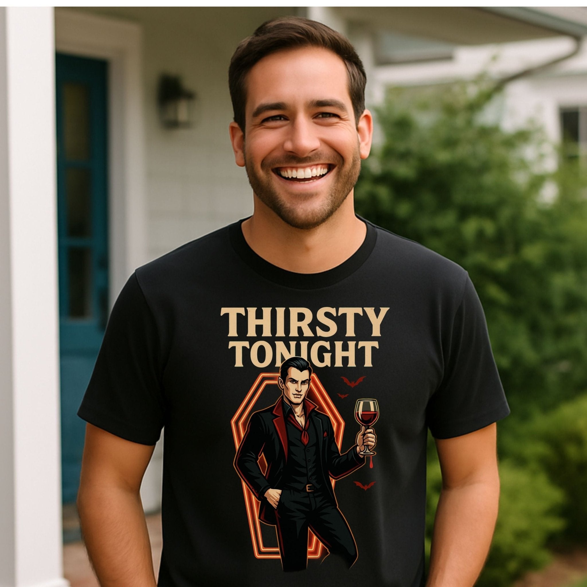 Thirsty Tonight T-Shirt, Funny Vampire Halloween Shirt - Craig Michael Design