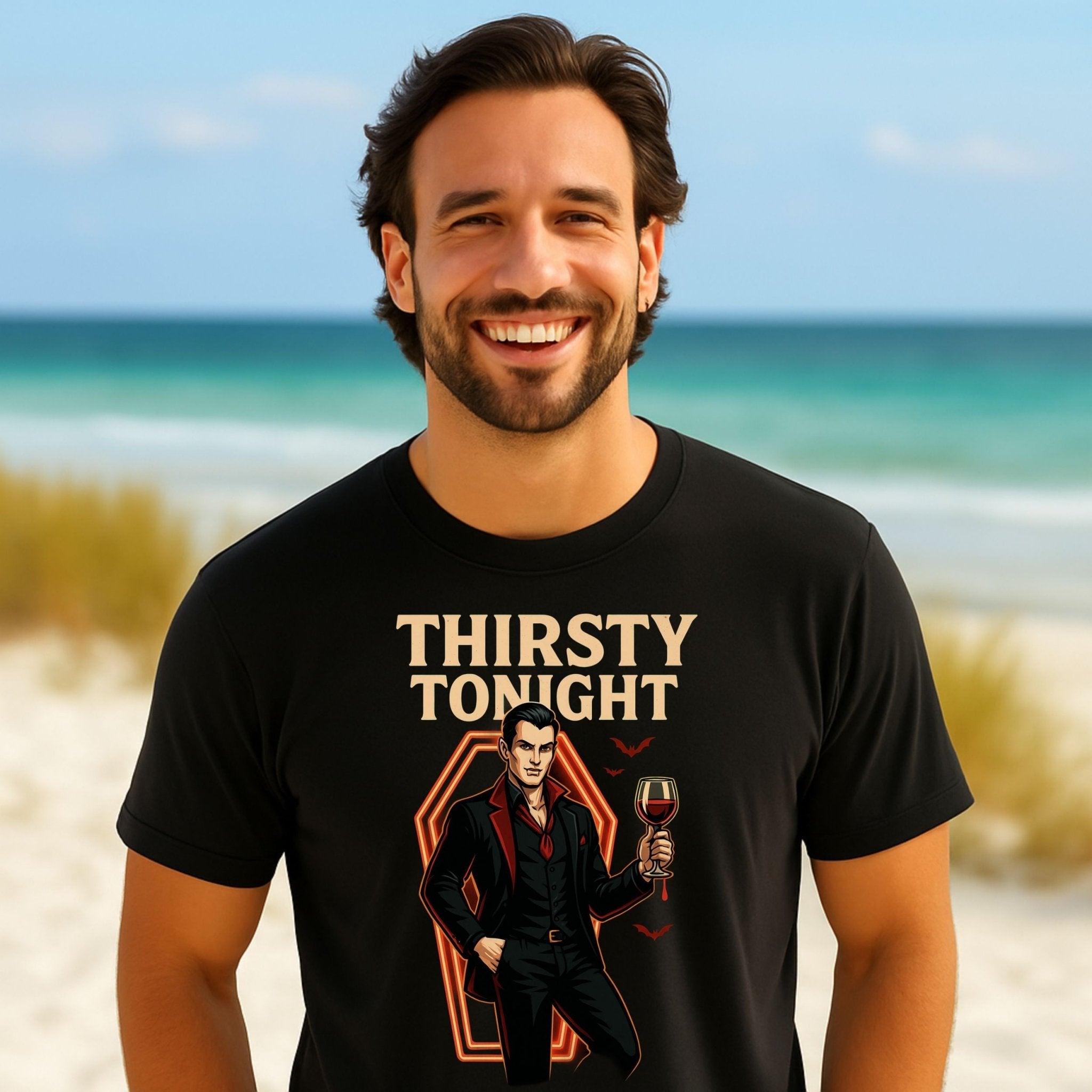 Thirsty Tonight T-Shirt, Funny Vampire Halloween Shirt - Craig Michael Design