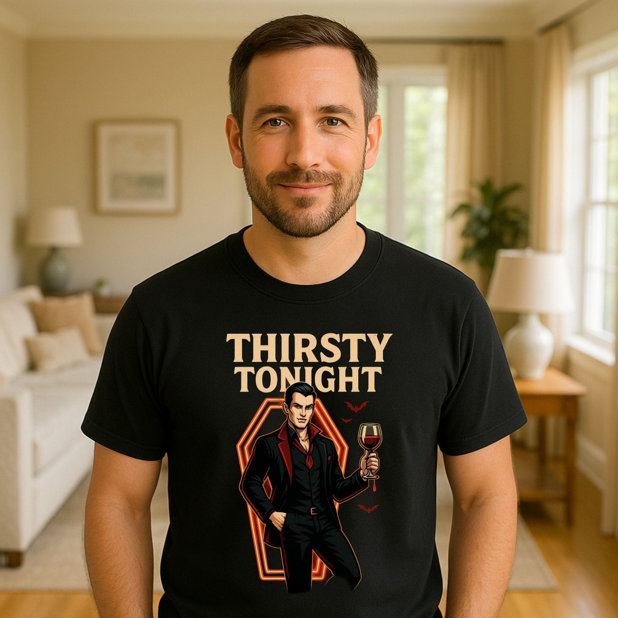 Thirsty Tonight T-Shirt, Funny Vampire Halloween Shirt - Craig Michael Design