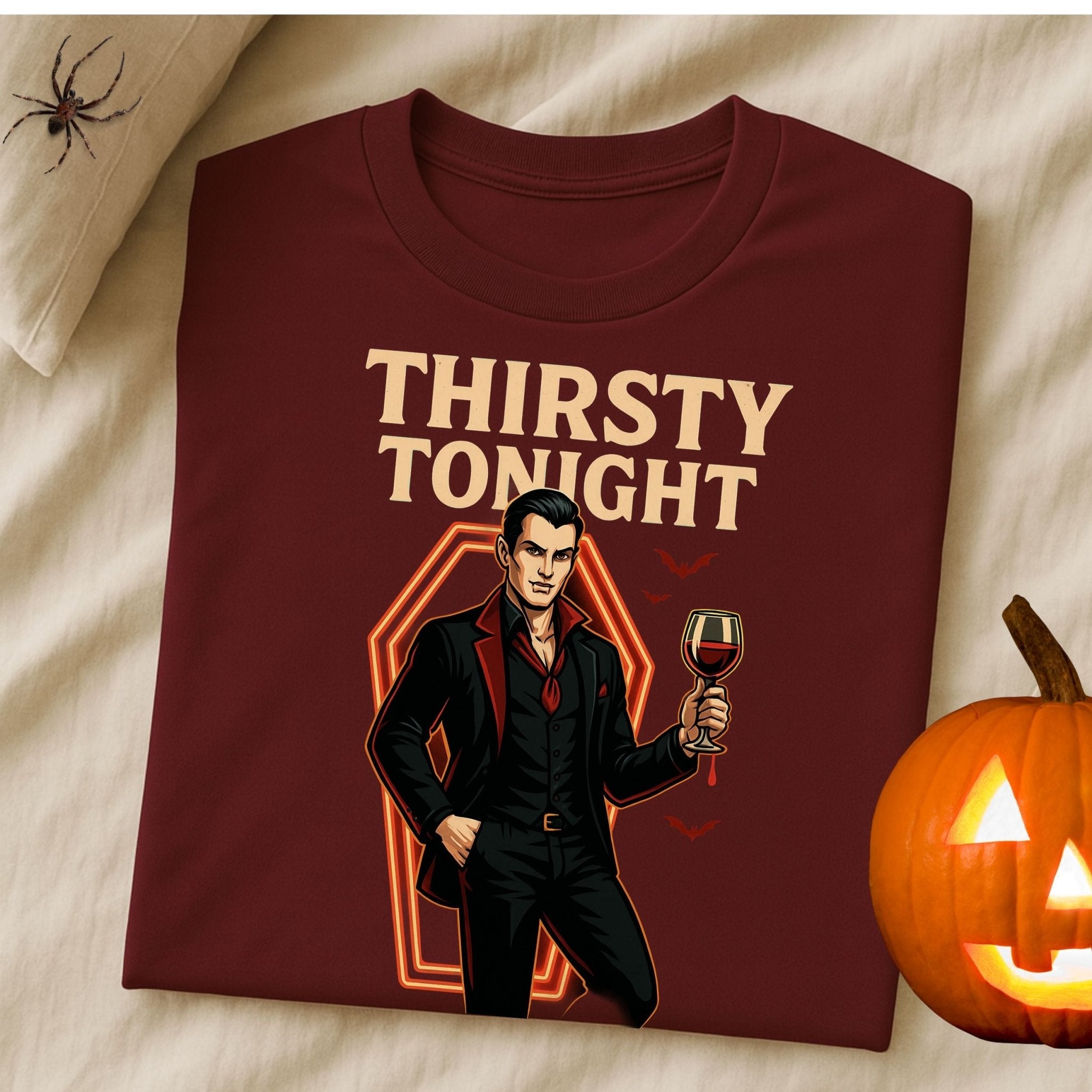Thirsty Tonight T-Shirt, Funny Vampire Halloween Shirt - Craig Michael Design
