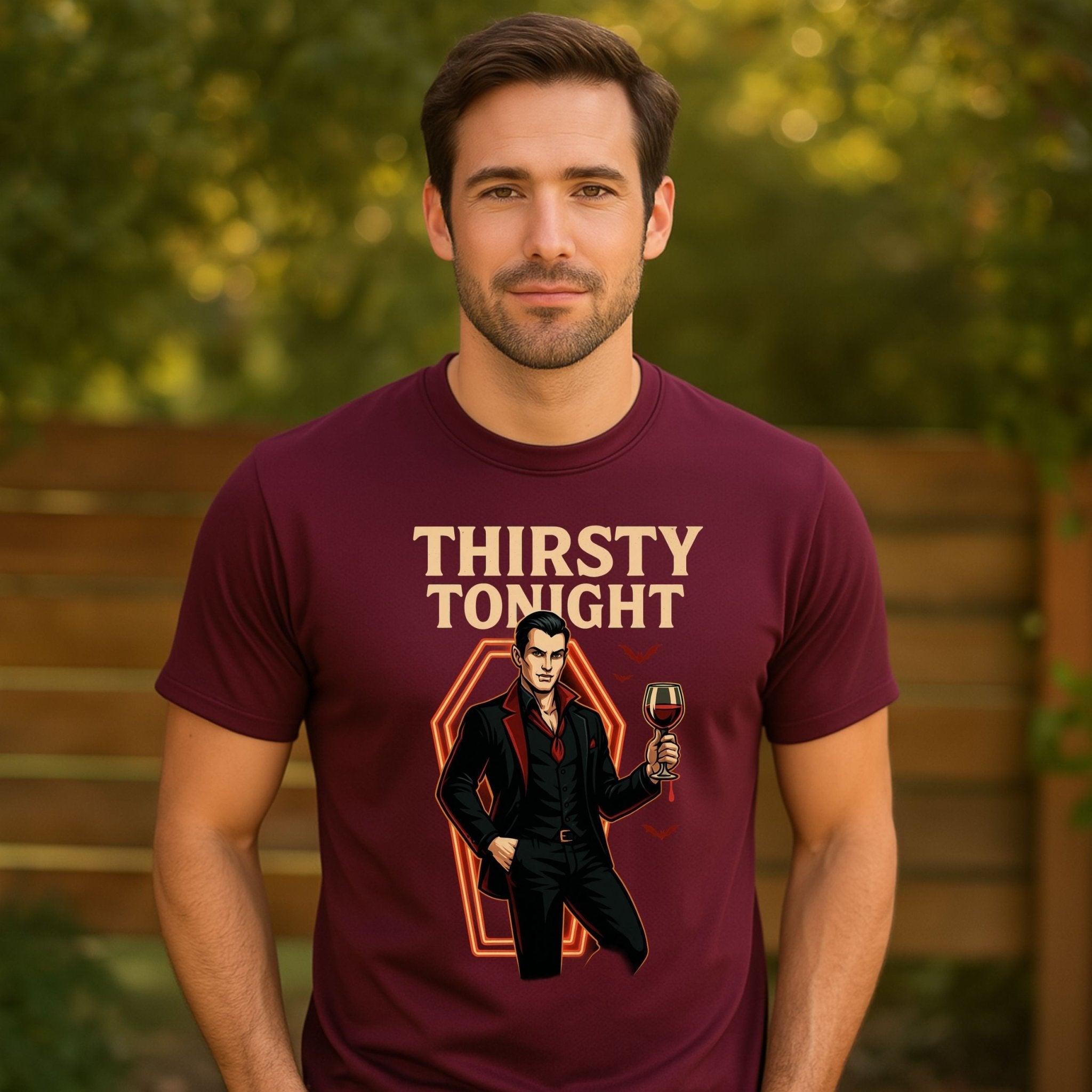 Thirsty Tonight T-Shirt, Funny Vampire Halloween Shirt - Craig Michael Design
