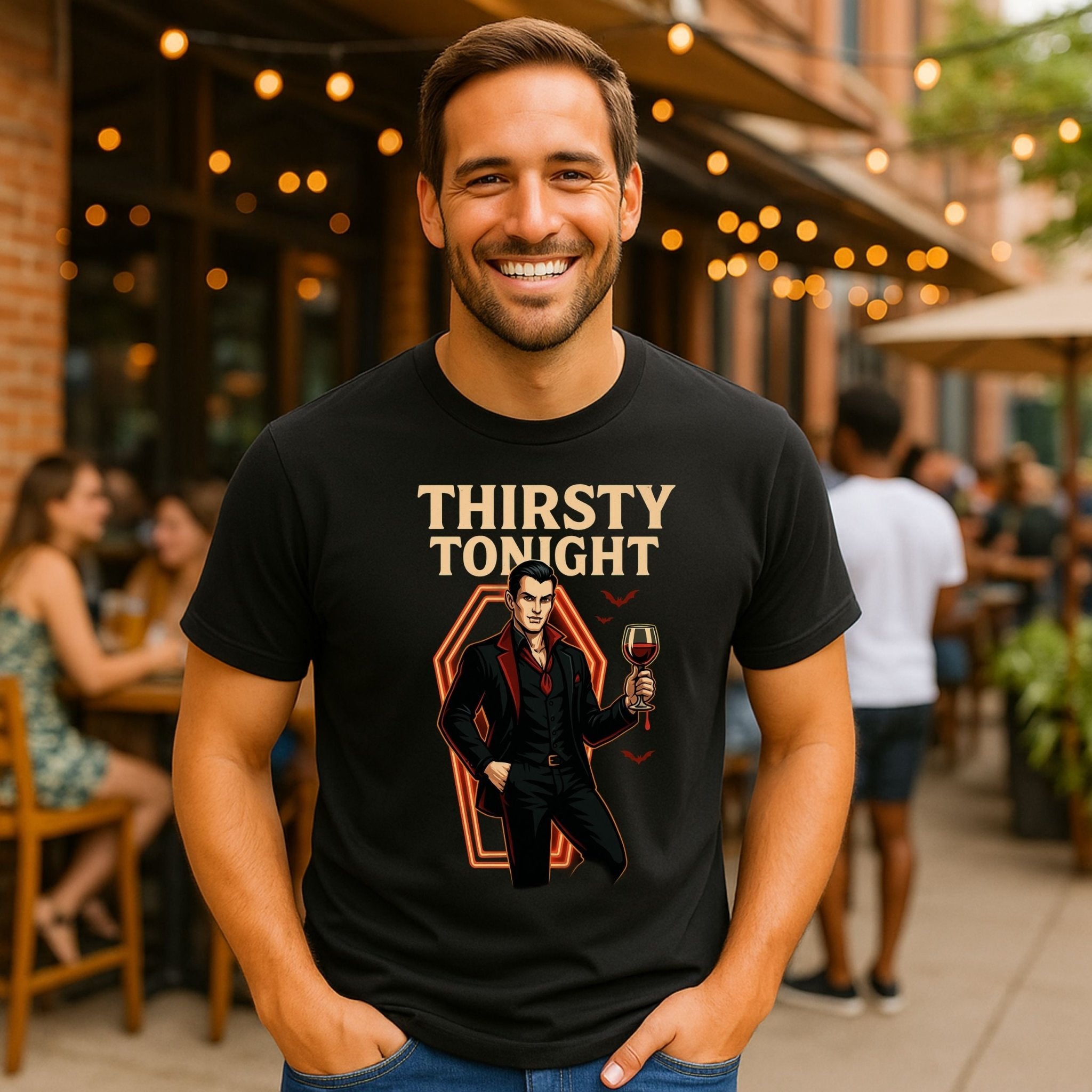 Thirsty Tonight T-Shirt, Funny Vampire Halloween Shirt - Craig Michael Design