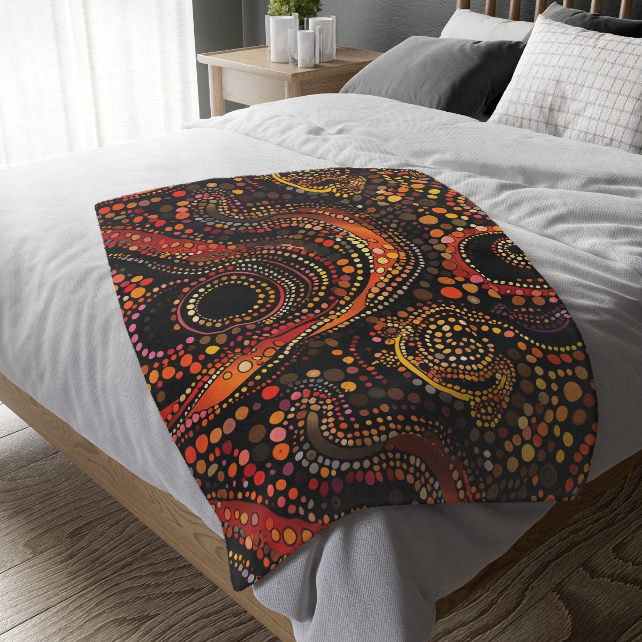 Throw, Blanket, Indigenous Australian Blanket, Unique Artistic design, Ancestral Whispers, Vibrant Modern Throw, Australian Design - Craig Michael Design