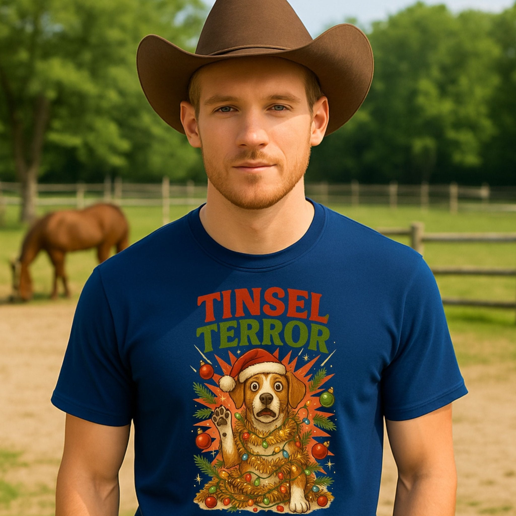 Tinsel Terror Beagle Christmas Holiday Dog Graphic T-Shirt - Craig Michael Design