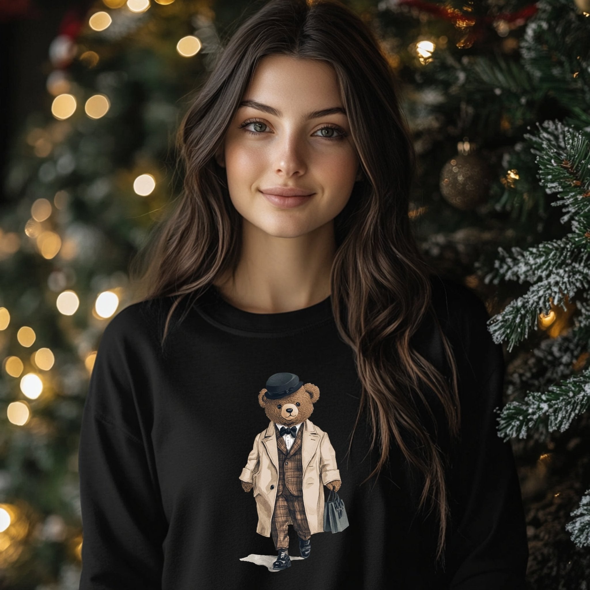 Trendy Bear Wearing Suit Graphic Long Sleeve T-Shirt, Cute Bear in Coat T-Shirt, Vintage Bear Tee, Fashionable Bear Shirt - Craig Michael Design