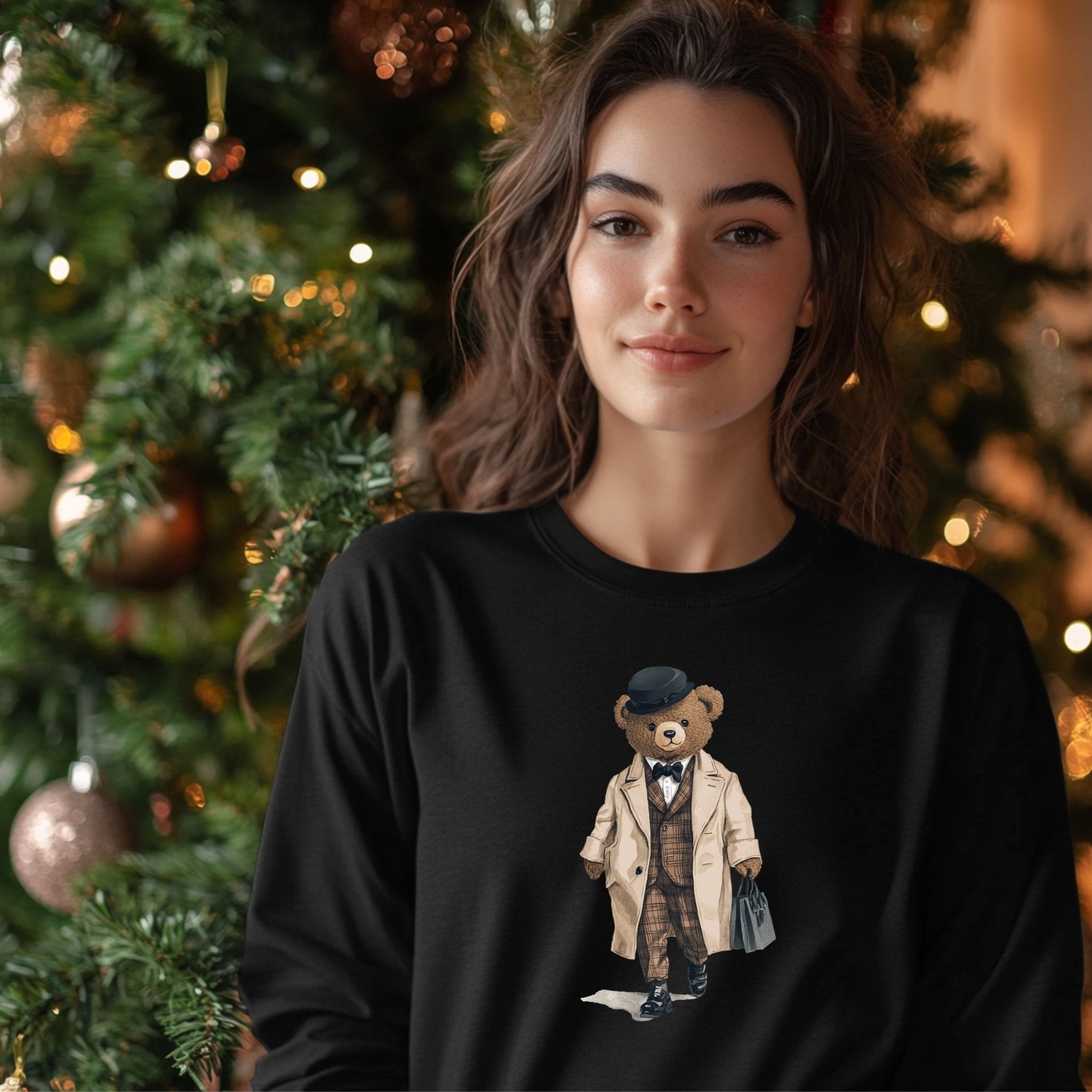 Trendy Bear Wearing Suit Graphic Long Sleeve T-Shirt, Cute Bear in Coat T-Shirt, Vintage Bear Tee, Fashionable Bear Shirt - Craig Michael Design