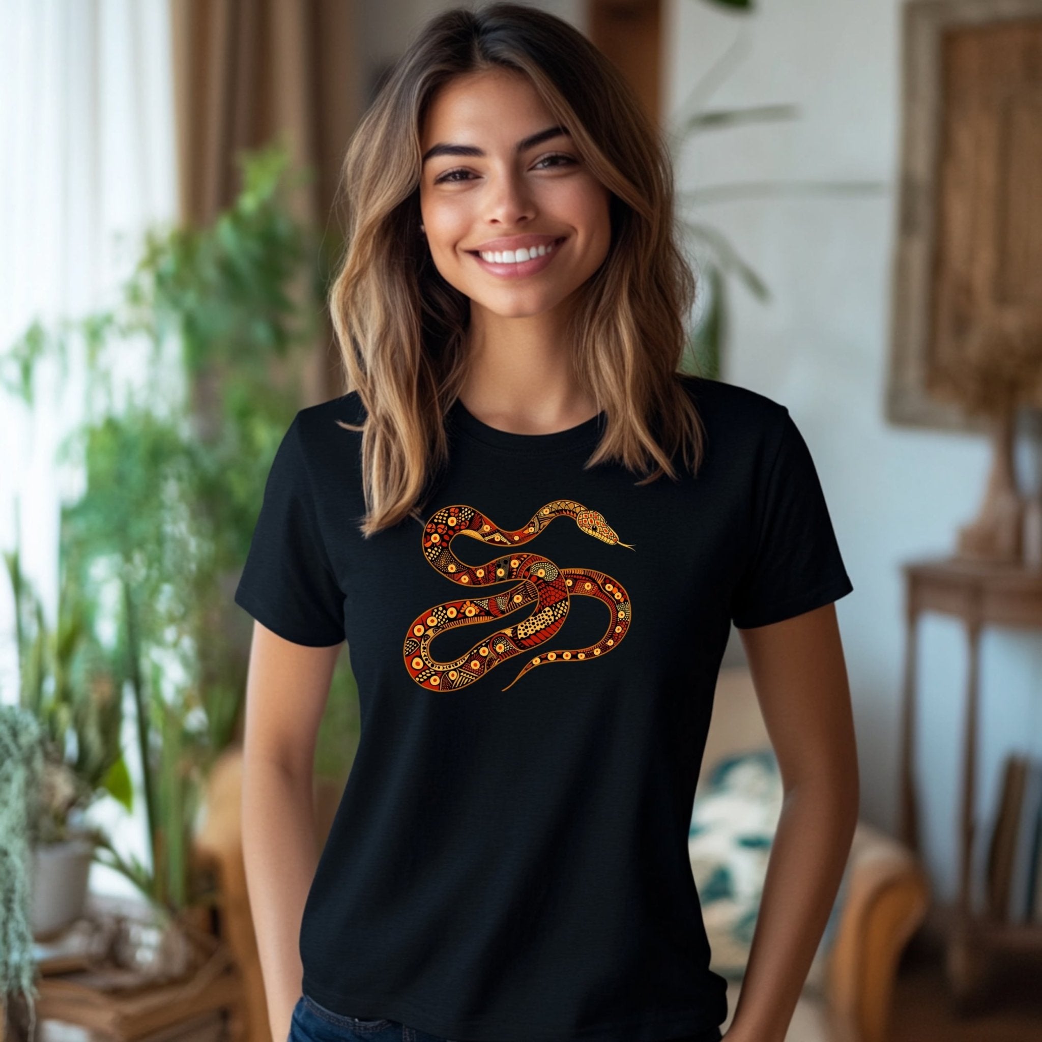 Tribal Snake T-Shirt, Unique Bohemian Style Tee for Nature Lovers and Adventurers - Craig Michael Design