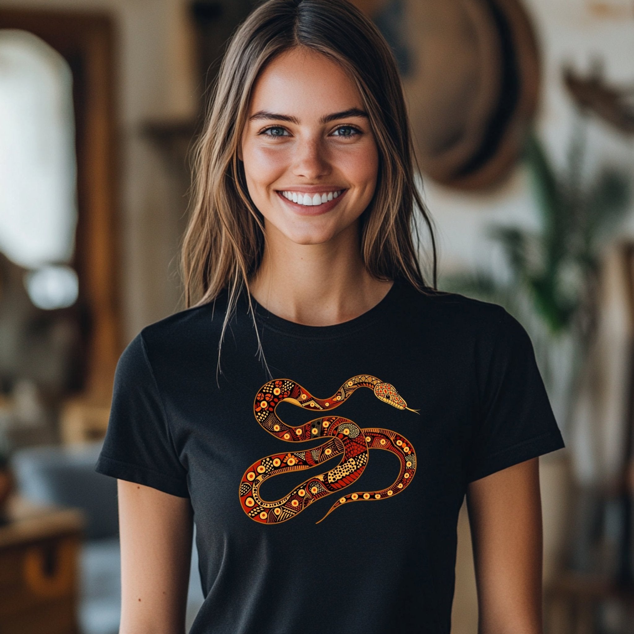 Tribal Snake T-Shirt, Unique Bohemian Style Tee for Nature Lovers and Adventurers - Craig Michael Design