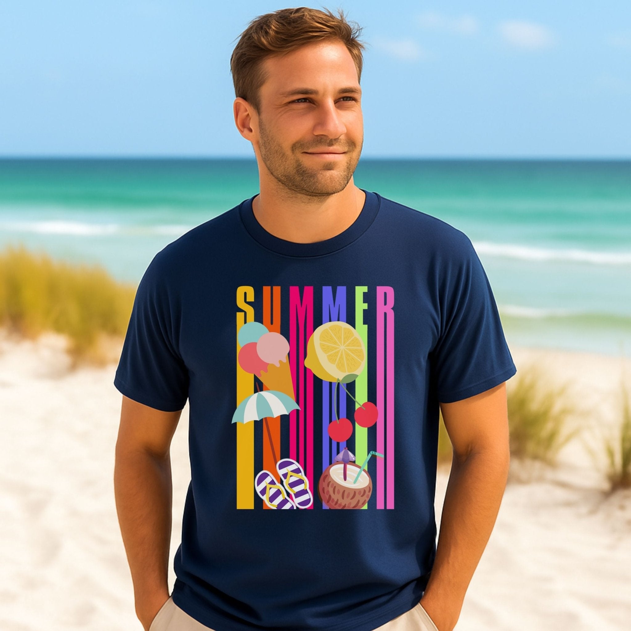 Tropical Summer T-Shirt, Colourful Fruit Beach Shirt, Fun Holiday Tee - Craig Michael Design
