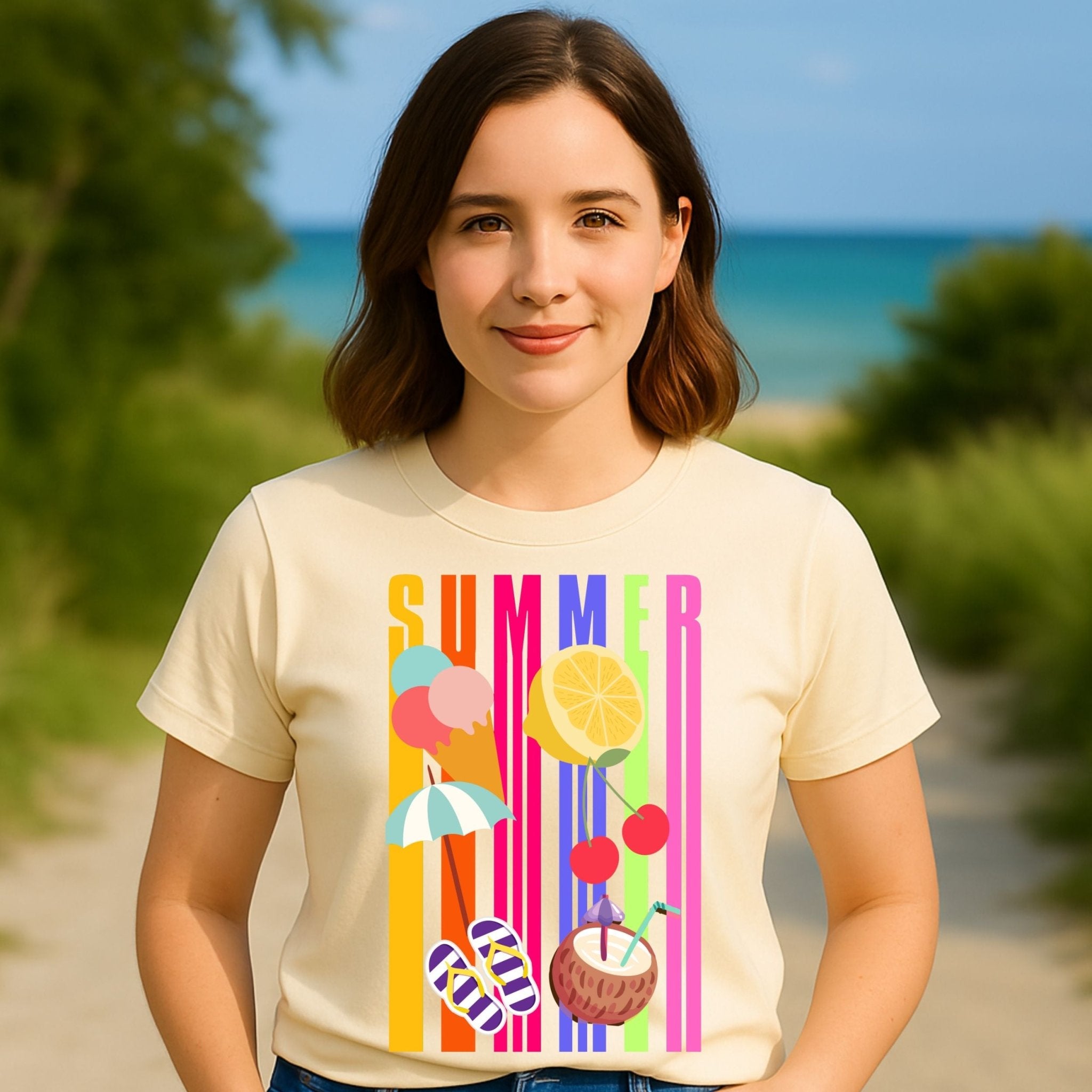 Tropical Summer T-Shirt, Colourful Fruit Beach Shirt, Fun Holiday Tee - Craig Michael Design