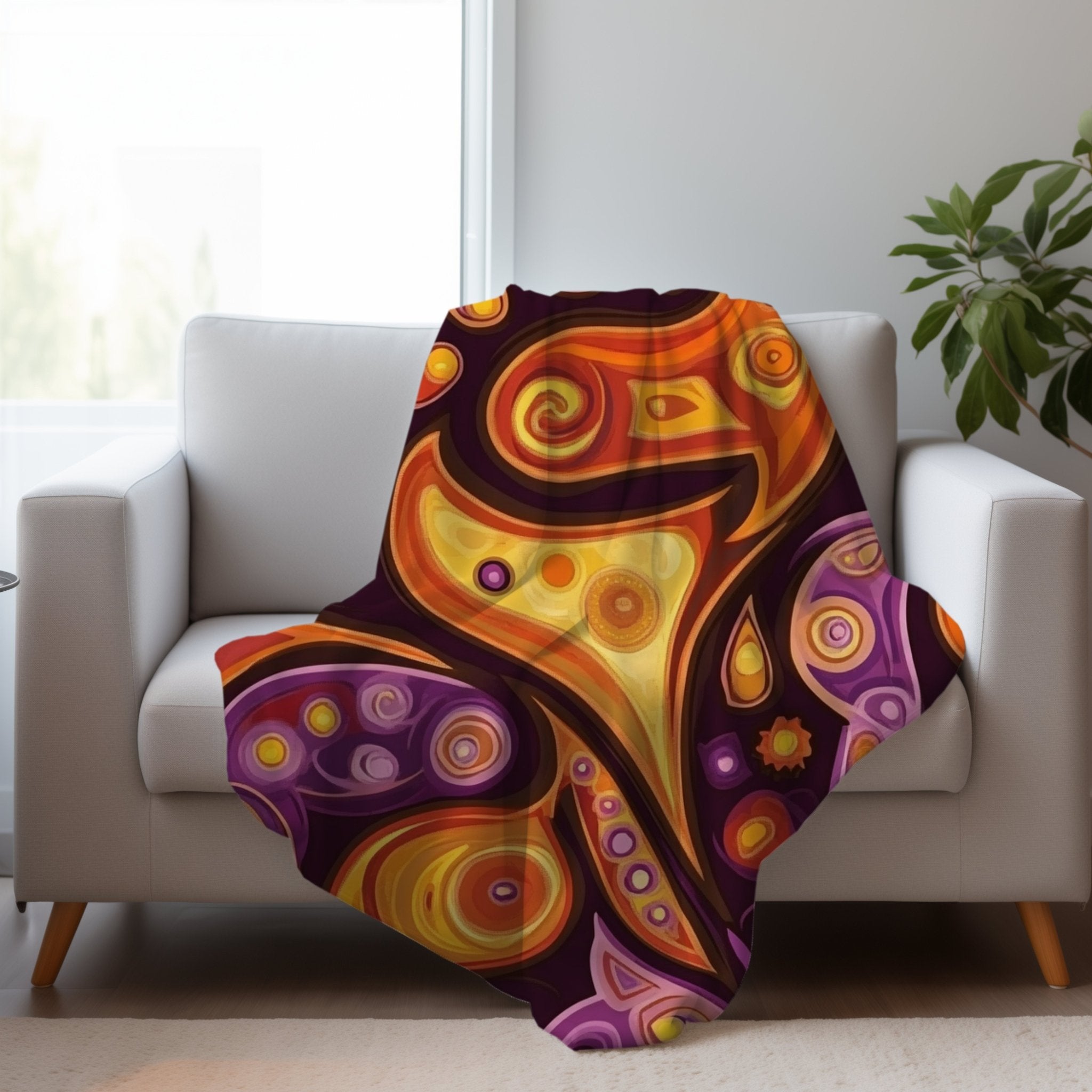 Unique Abstract Art Blanket, Colourful Swirl Pattern Throw Blanket, Cozy Home Decor Blanket, Vibrant Design Bedding Accessory - Craig Michael Design