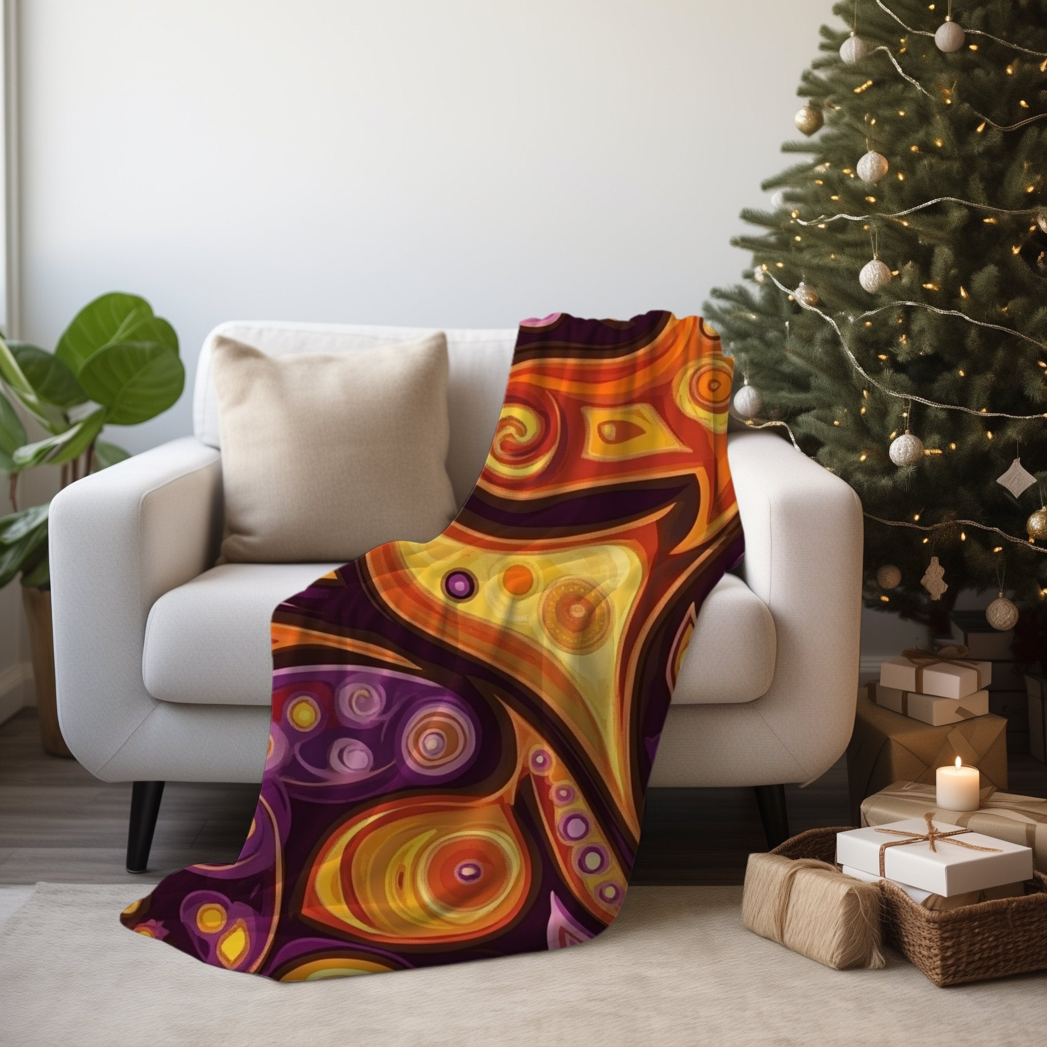 Unique Abstract Art Blanket, Colourful Swirl Pattern Throw Blanket, Cozy Home Decor Blanket, Vibrant Design Bedding Accessory - Craig Michael Design