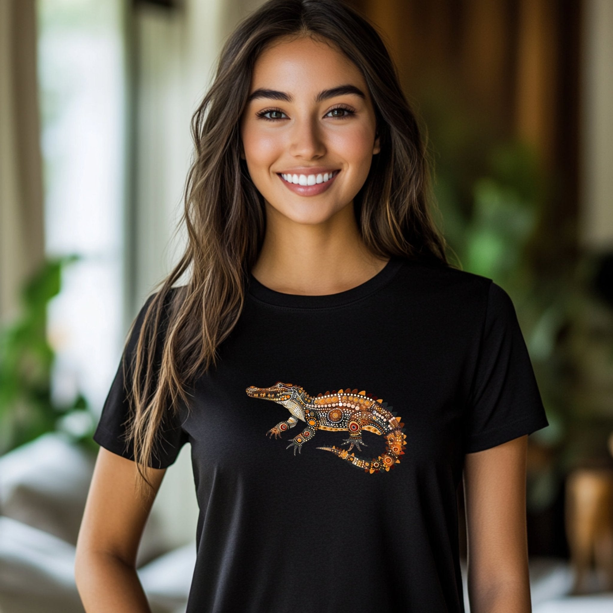 Unique Artistic Crocodile T-Shirt, Vibrant Printed Design, Perfect for Animal Lovers - Craig Michael Design