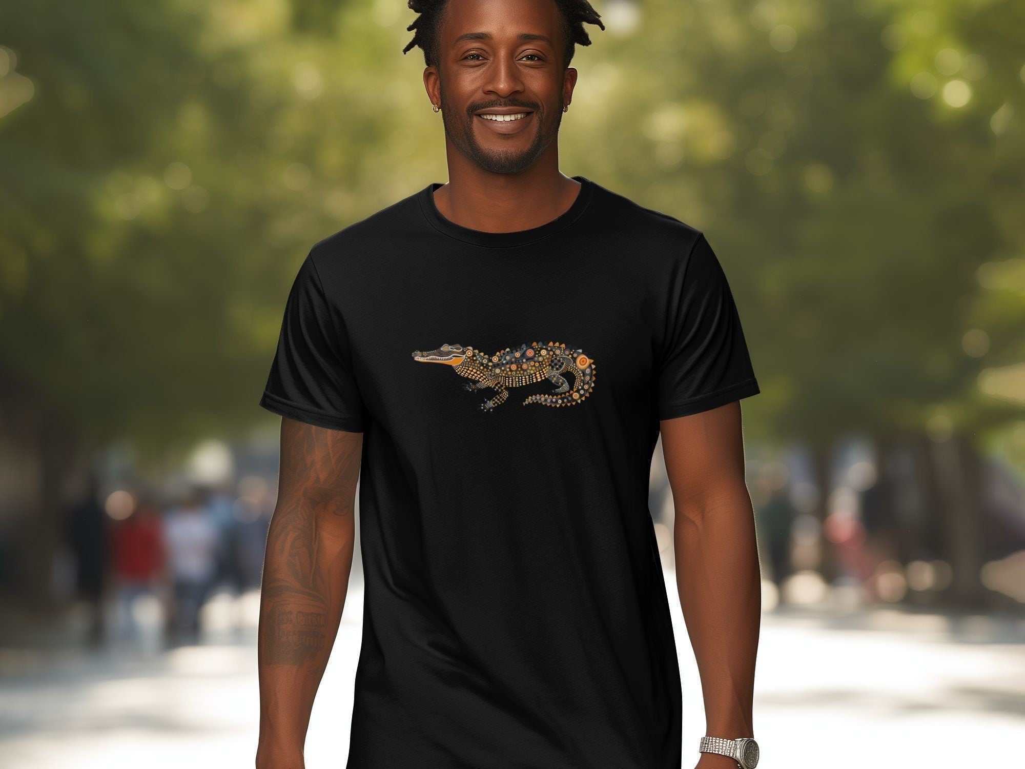 Unique Artistic Crocodile T-Shirt, Vibrant Printed Design, Perfect for Animal Lovers - Craig Michael Design