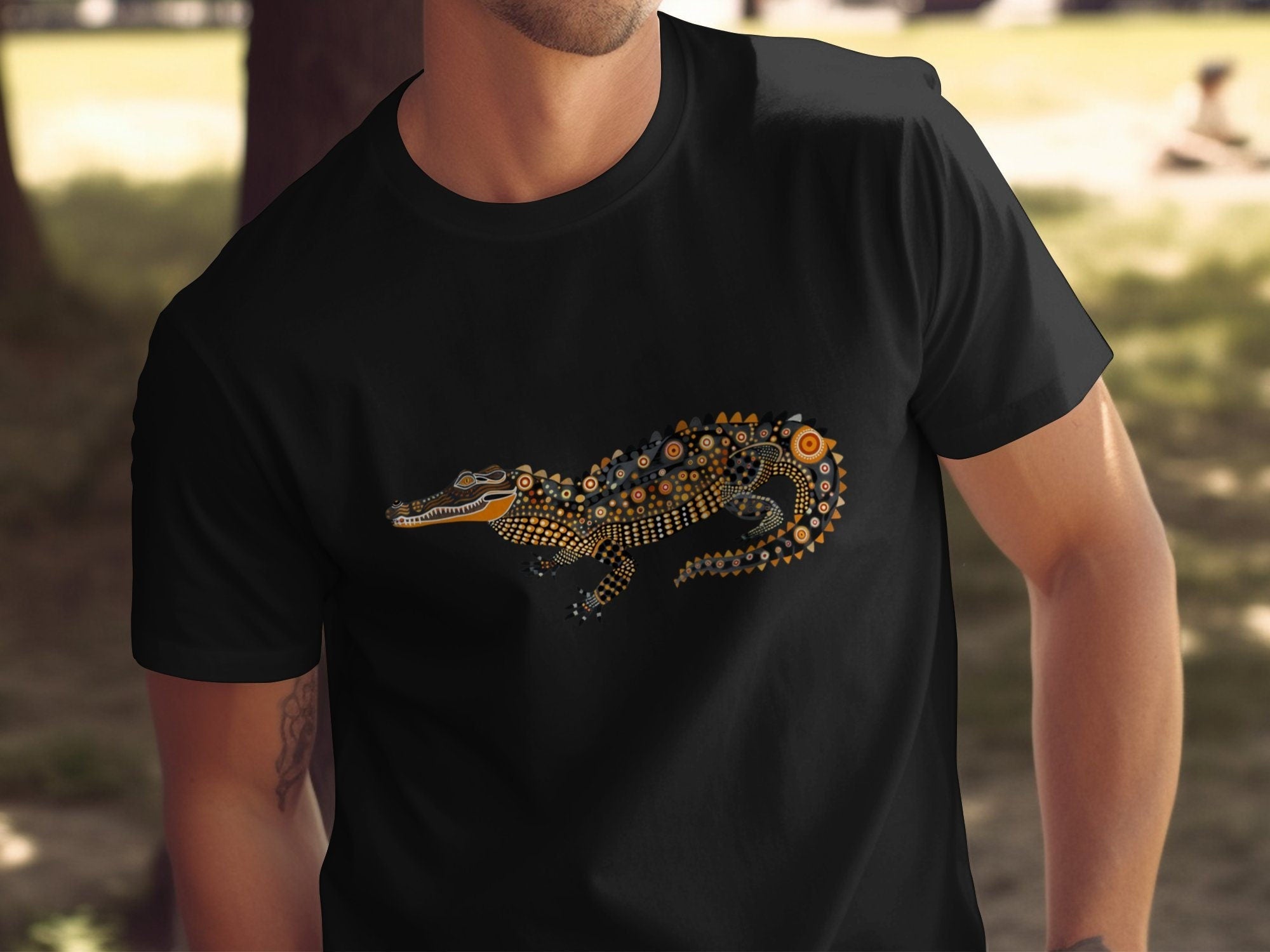 Unique Artistic Crocodile T-Shirt, Vibrant Printed Design, Perfect for Animal Lovers - Craig Michael Design