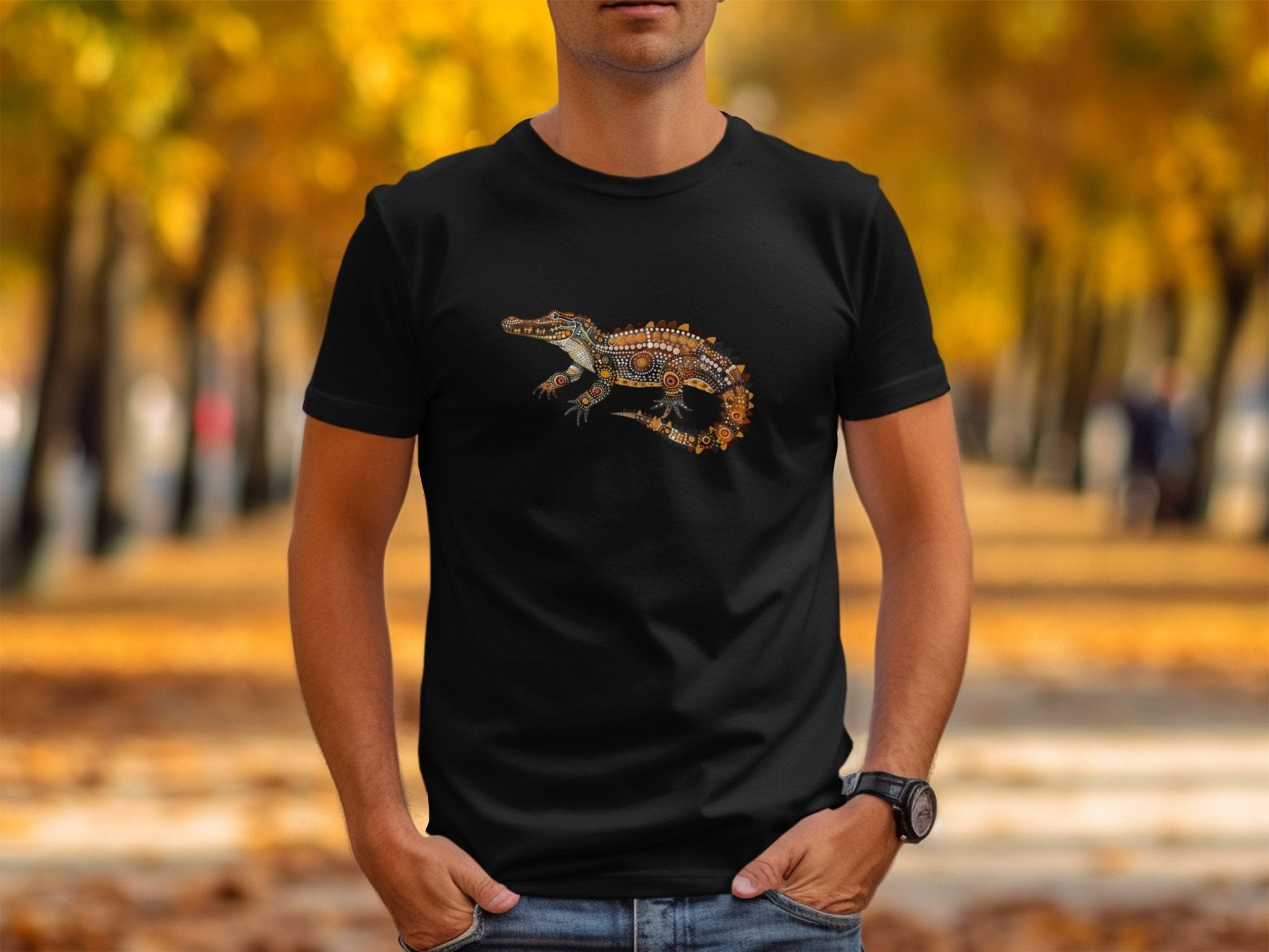 Unique Artistic Crocodile T-Shirt, Vibrant Printed Design, Perfect for Animal Lovers - Craig Michael Design