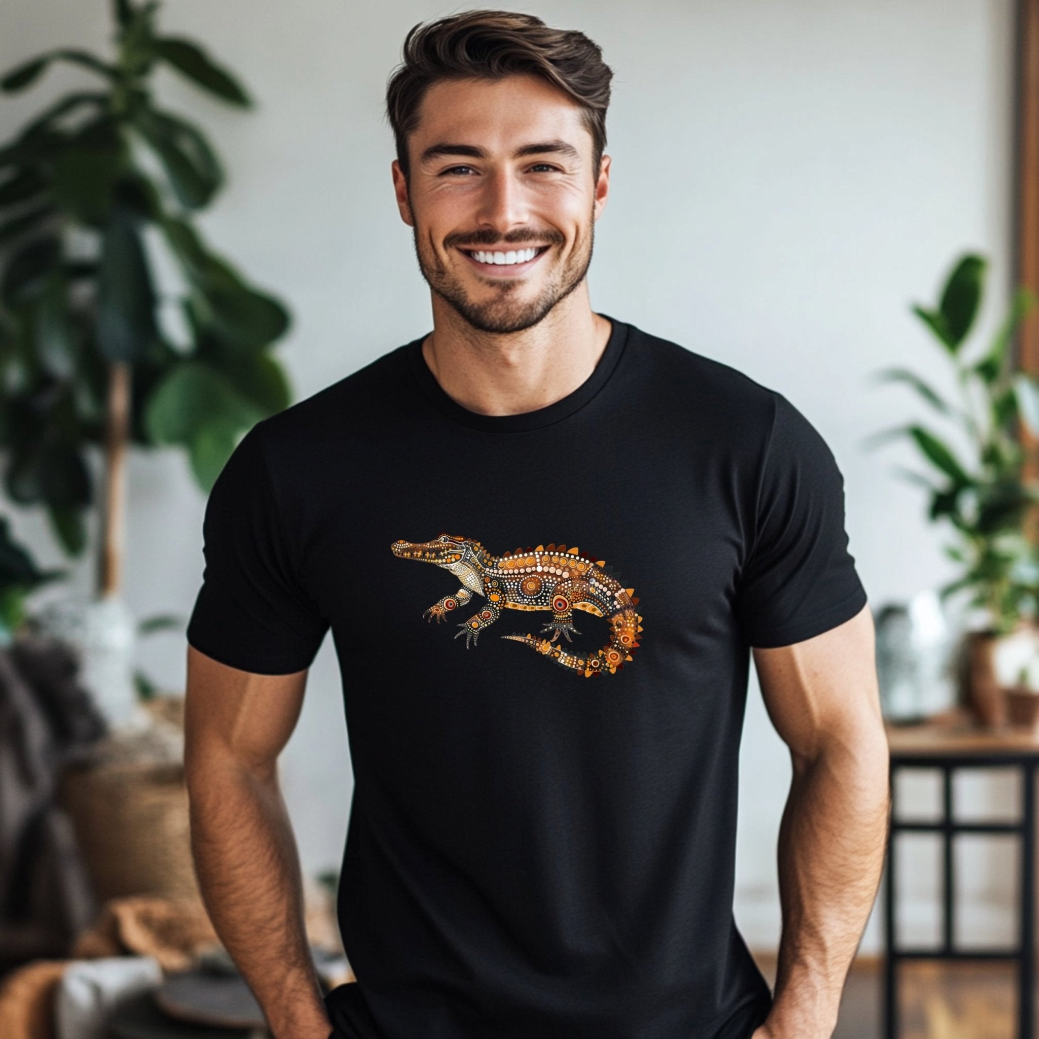 Unique Artistic Crocodile T-Shirt, Vibrant Printed Design, Perfect for Animal Lovers - Craig Michael Design