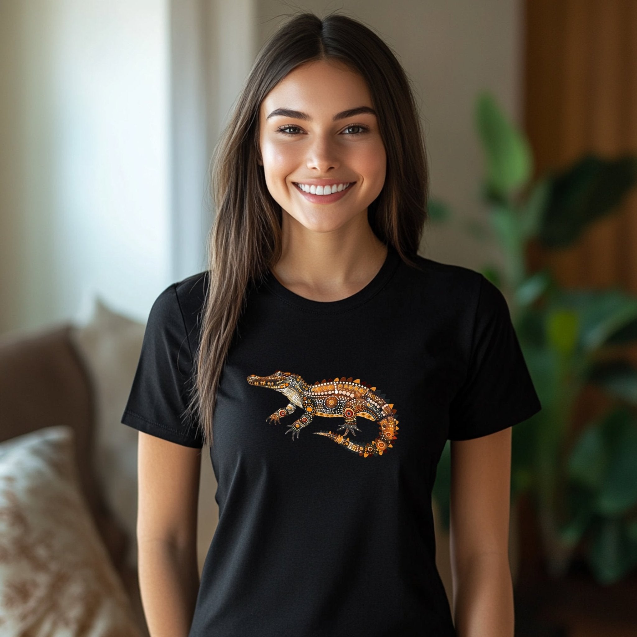 Unique Artistic Crocodile T-Shirt, Vibrant Printed Design, Perfect for Animal Lovers - Craig Michael Design