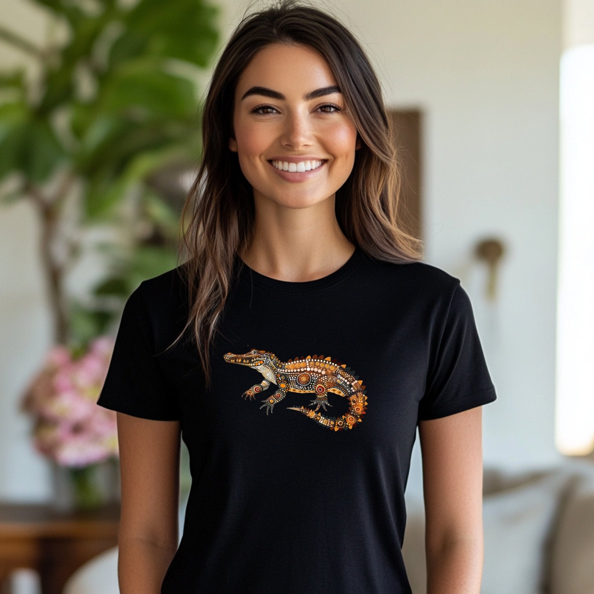 Unique Artistic Crocodile T-Shirt, Vibrant Printed Design, Perfect for Animal Lovers - Craig Michael Design