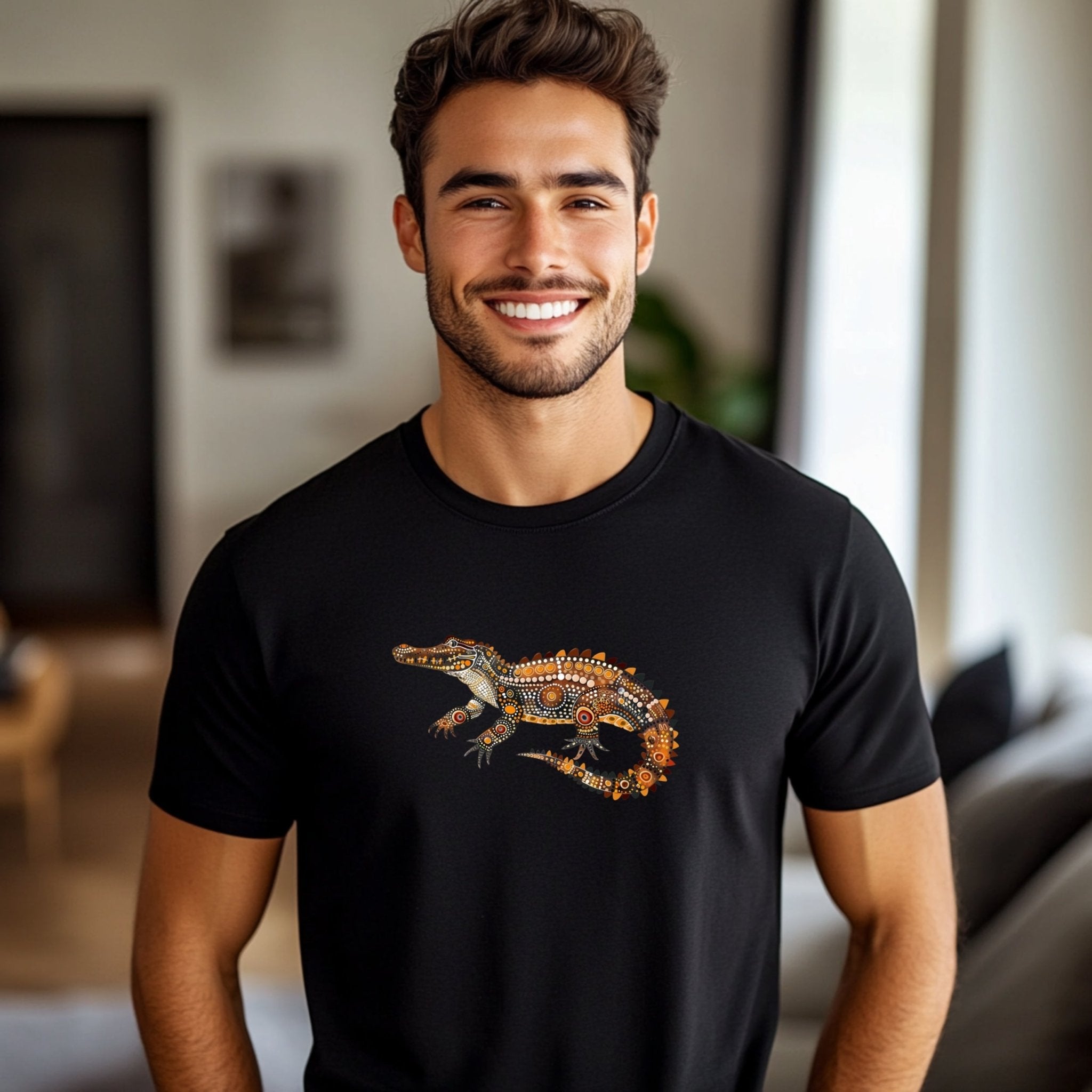 Unique Artistic Crocodile T-Shirt, Vibrant Printed Design, Perfect for Animal Lovers - Craig Michael Design