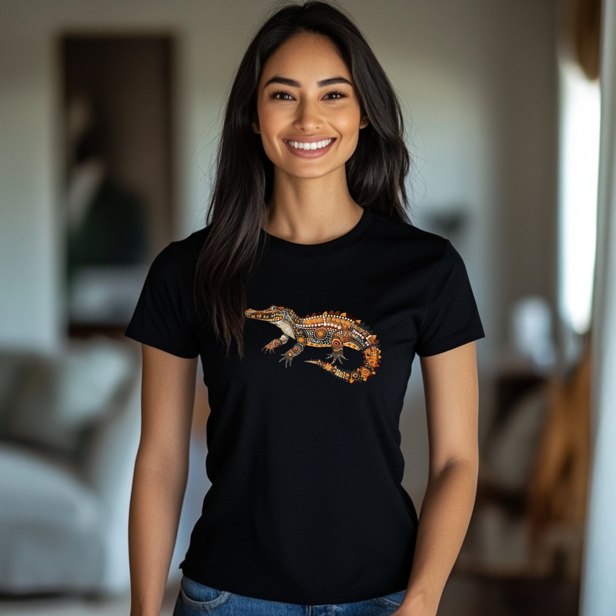 Unique Artistic Crocodile T-Shirt, Vibrant Printed Design, Perfect for Animal Lovers - Craig Michael Design