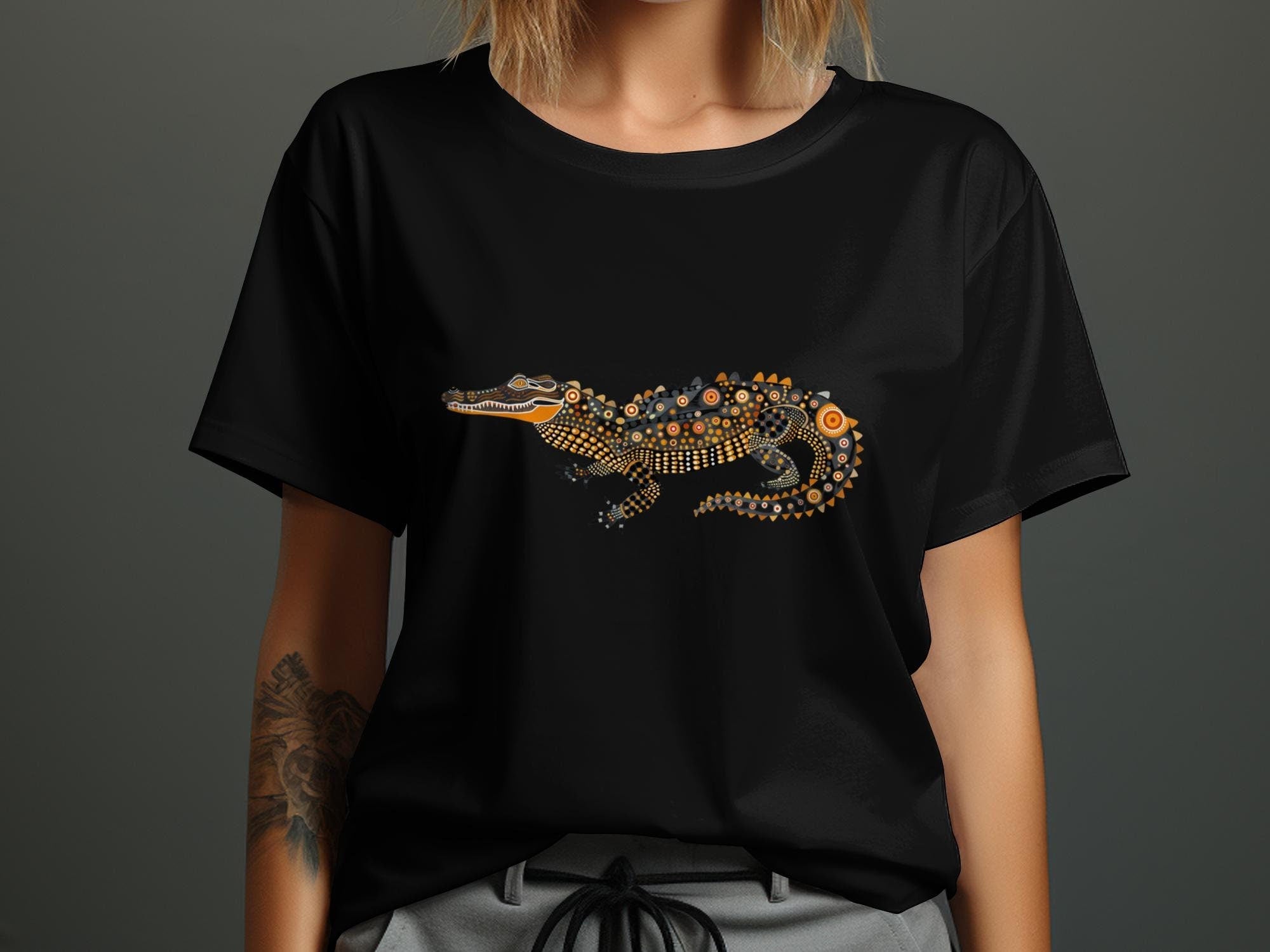 Unique Artistic Crocodile T-Shirt, Vibrant Printed Design, Perfect for Animal Lovers - Craig Michael Design