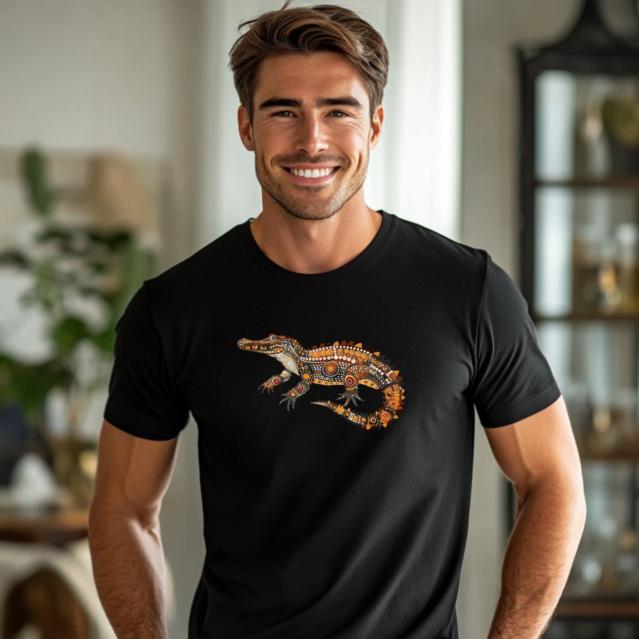 Unique Artistic Crocodile T-Shirt, Vibrant Printed Design, Perfect for Animal Lovers - Craig Michael Design