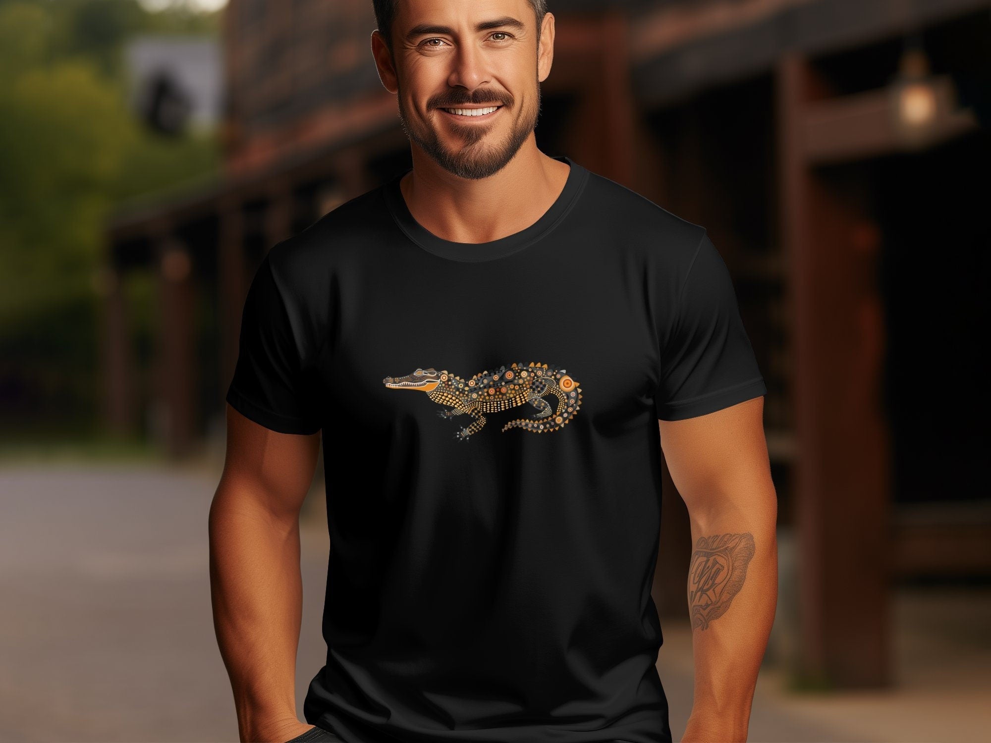 Unique Artistic Crocodile T-Shirt, Vibrant Printed Design, Perfect for Animal Lovers - Craig Michael Design