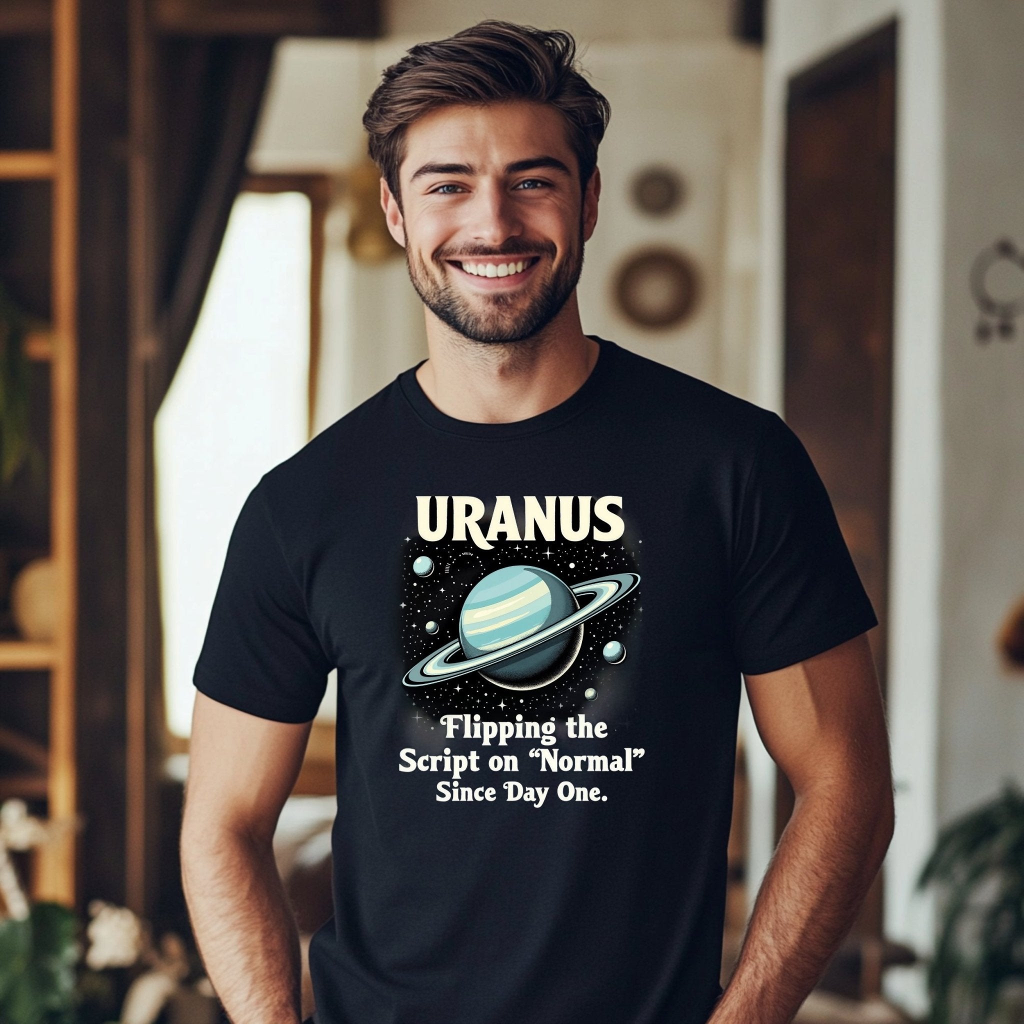 Unique Uranus Graphic Tee, Astrology Inspired T Shirt, Funny Space Shirt, Flipping the Script, Celestial Planet Art Tee - Craig Michael Design