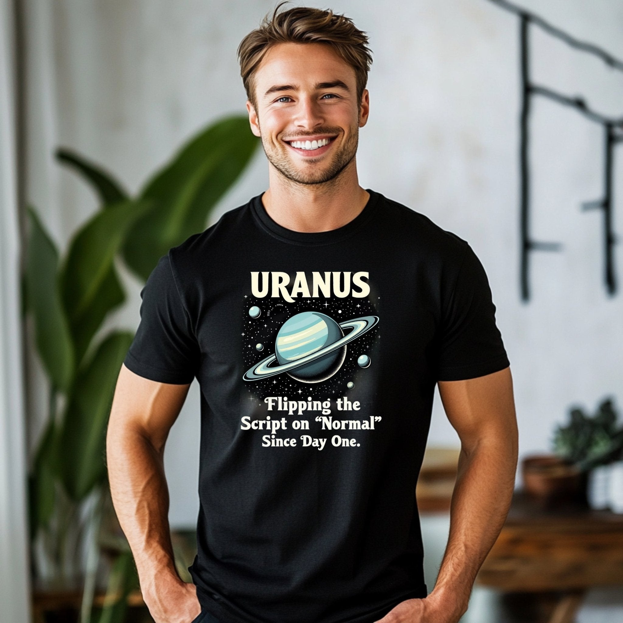 Unique Uranus Graphic Tee, Astrology Inspired T Shirt, Funny Space Shirt, Flipping the Script, Celestial Planet Art Tee - Craig Michael Design