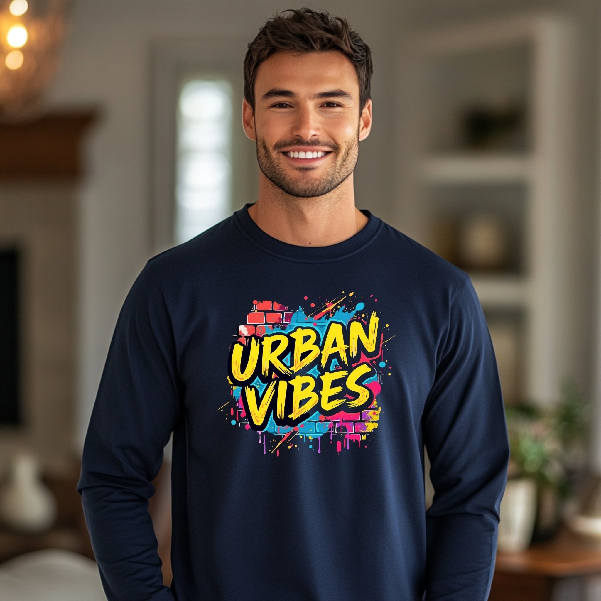 Urban Vibes Graffiti Long Sleeve T-Shirt, Hip Hop Streetwear Long Sleeve Shirt, Colorful Urban Art, Trendy Graphic Tee - Craig Michael Design