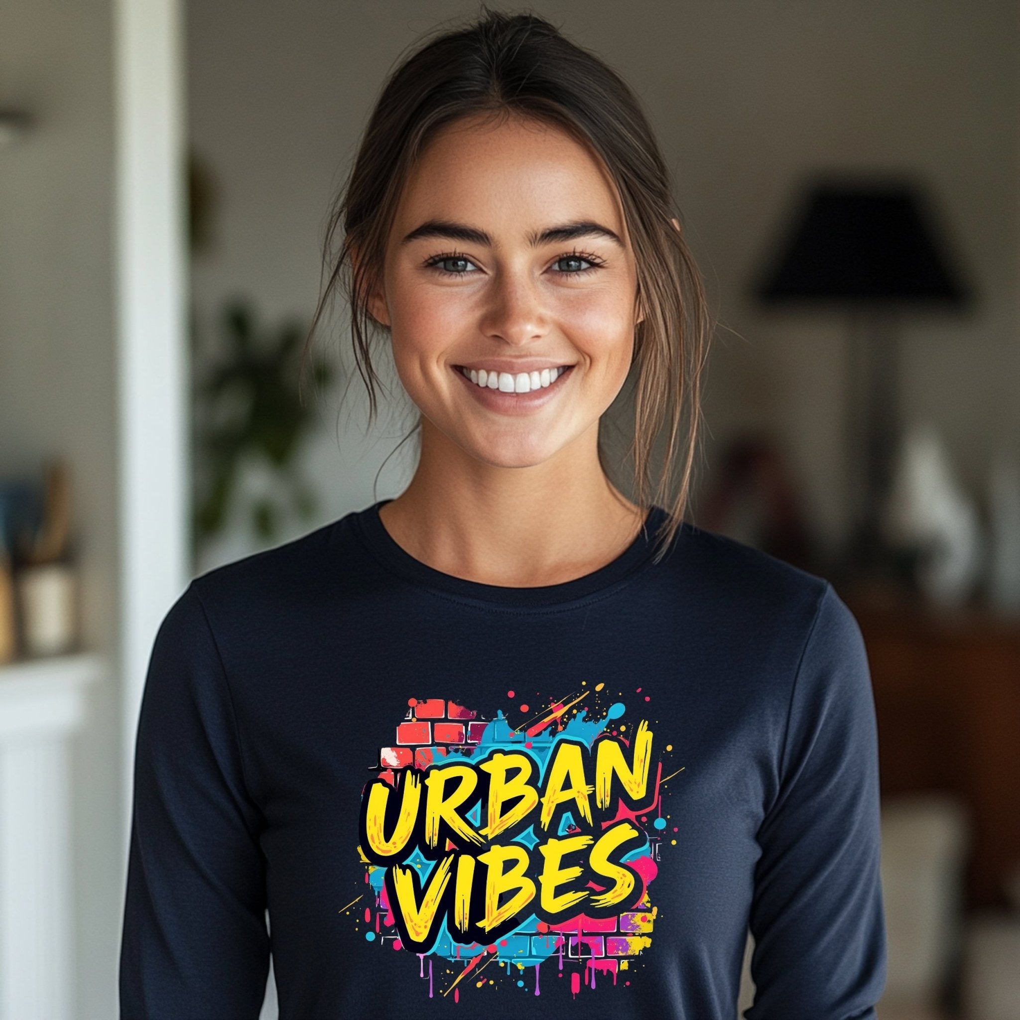 Urban Vibes Graffiti Long Sleeve T-Shirt, Hip Hop Streetwear Long Sleeve Shirt, Colorful Urban Art, Trendy Graphic Tee - Craig Michael Design