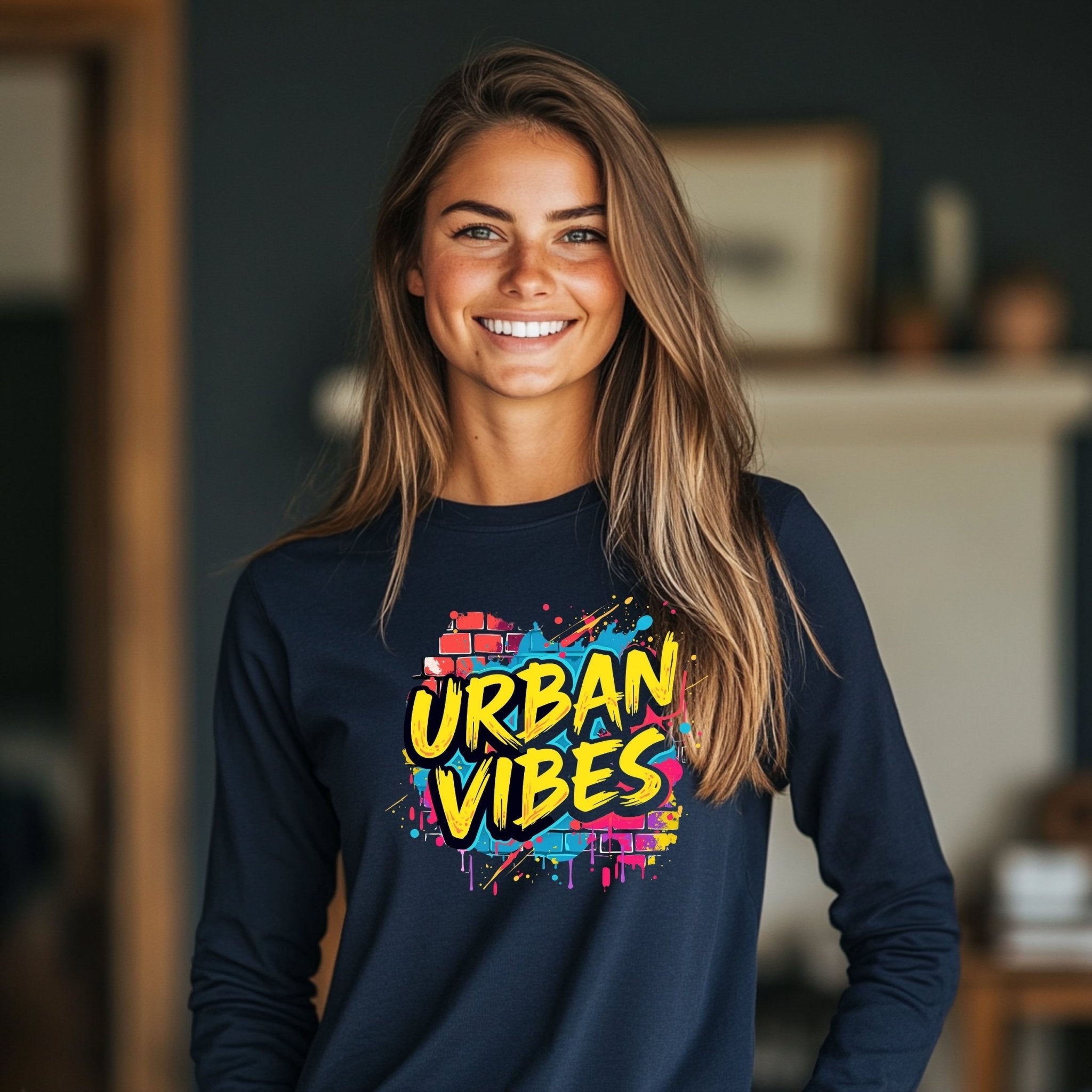 Urban Vibes Graffiti Long Sleeve T-Shirt, Hip Hop Streetwear Long Sleeve Shirt, Colorful Urban Art, Trendy Graphic Tee - Craig Michael Design