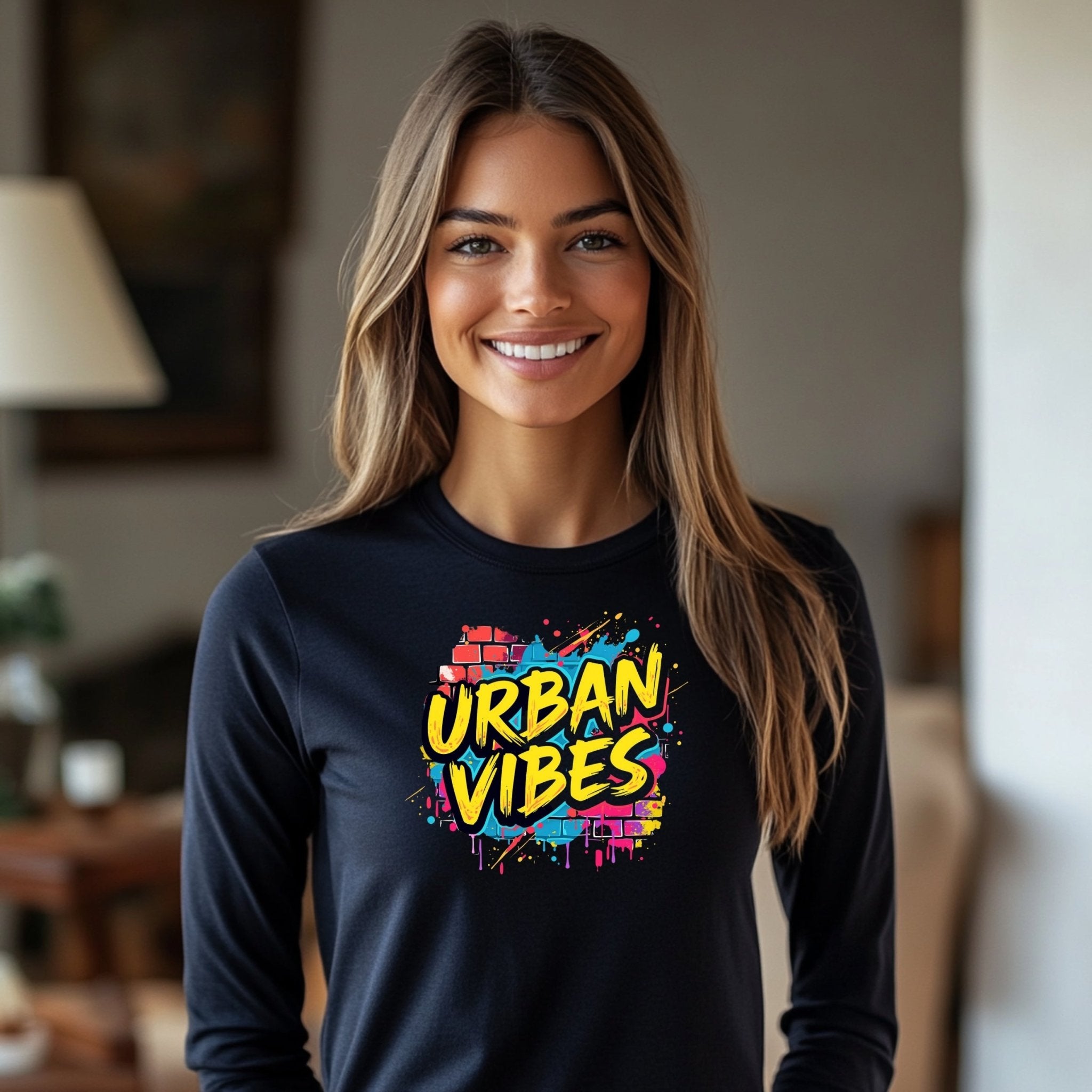 Urban Vibes Graffiti Long Sleeve T-Shirt, Hip Hop Streetwear Long Sleeve Shirt, Colorful Urban Art, Trendy Graphic Tee - Craig Michael Design