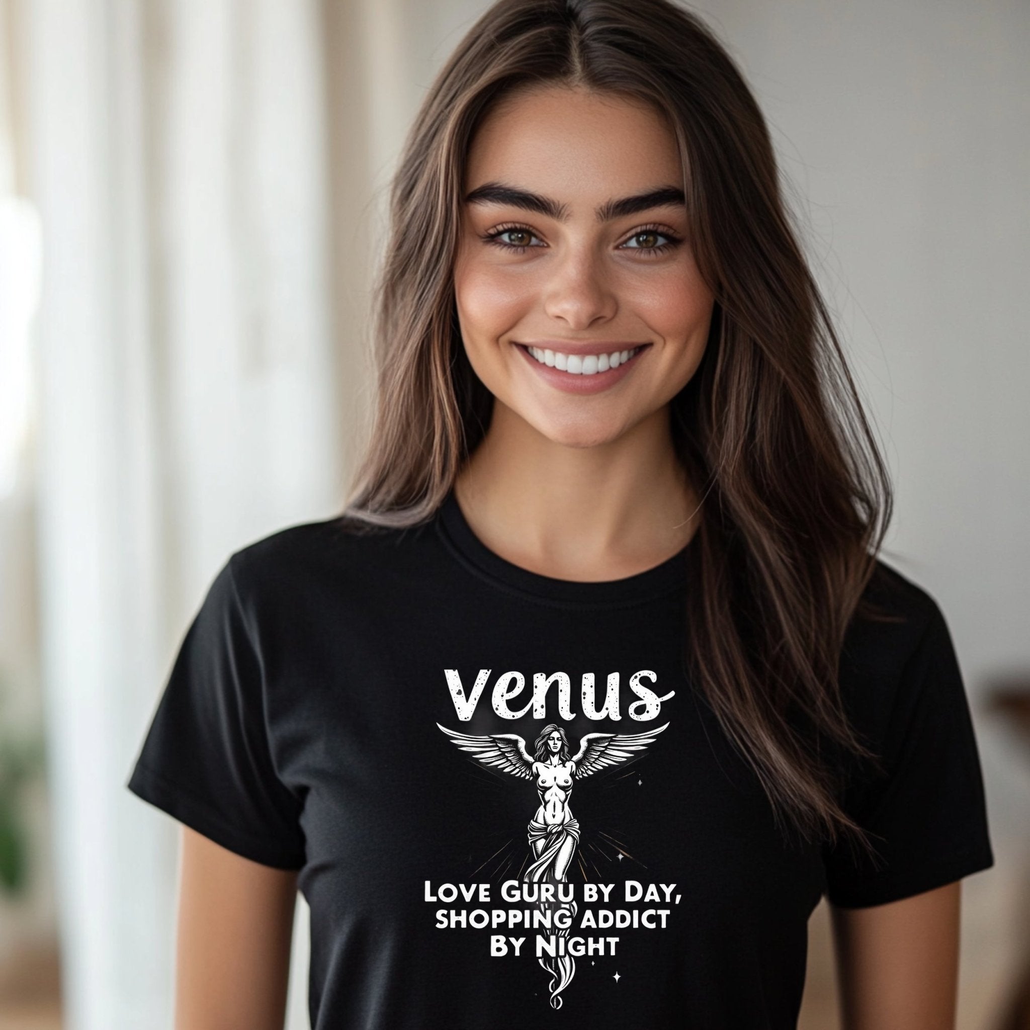 Venus Astrology T-Shirt, Love Guru by Day, Shopping Addict by Night, Women's Graphic Tee, Astrological Sign Shirt, Trendy Gift Tee - Craig Michael Design