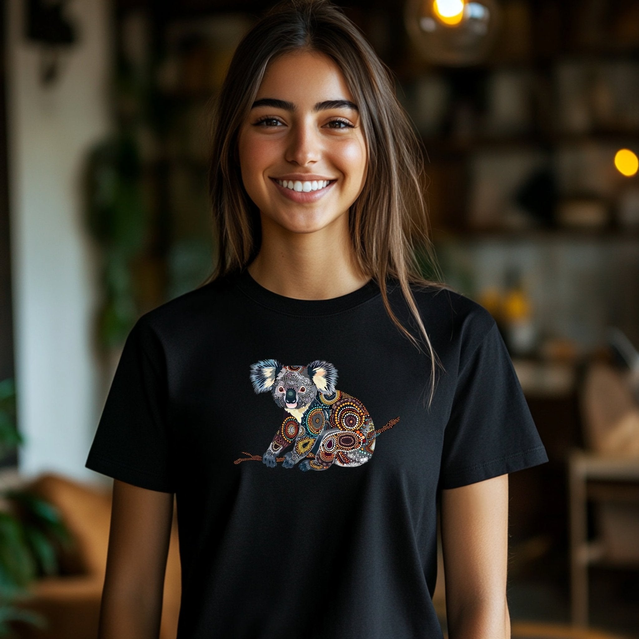 Vibrant Aboriginal Koala Art T-Shirt, Unique Animal Design for Nature Lovers, Gift Idea - Craig Michael Design