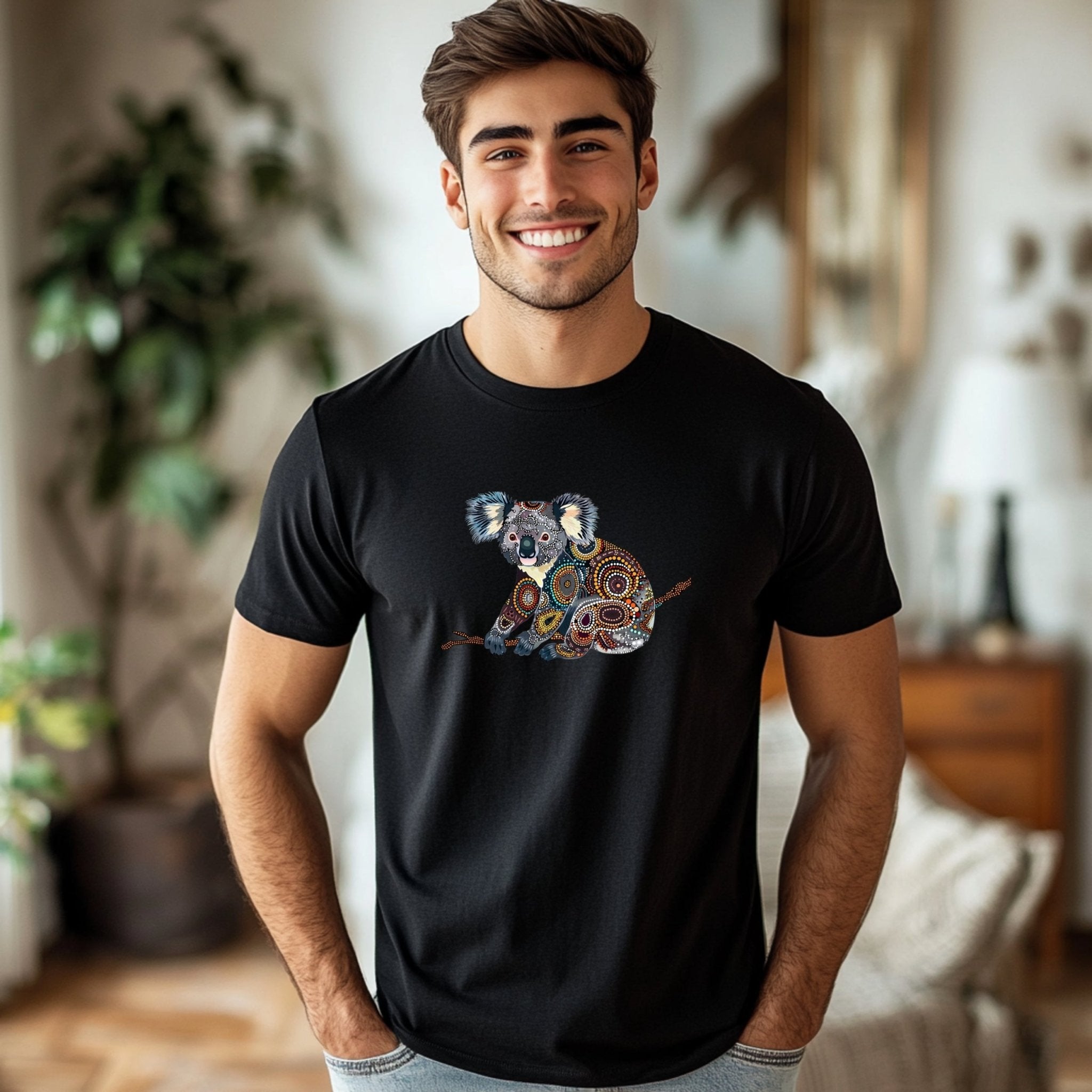 Vibrant Aboriginal Koala Art T-Shirt, Unique Animal Design for Nature Lovers, Gift Idea - Craig Michael Design