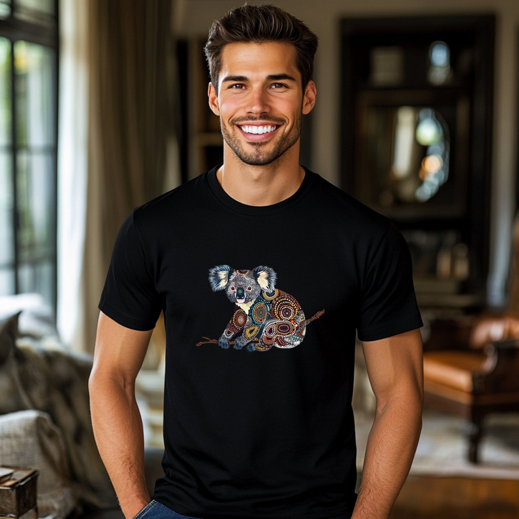 Vibrant Aboriginal Koala Art T-Shirt, Unique Animal Design for Nature Lovers, Gift Idea - Craig Michael Design