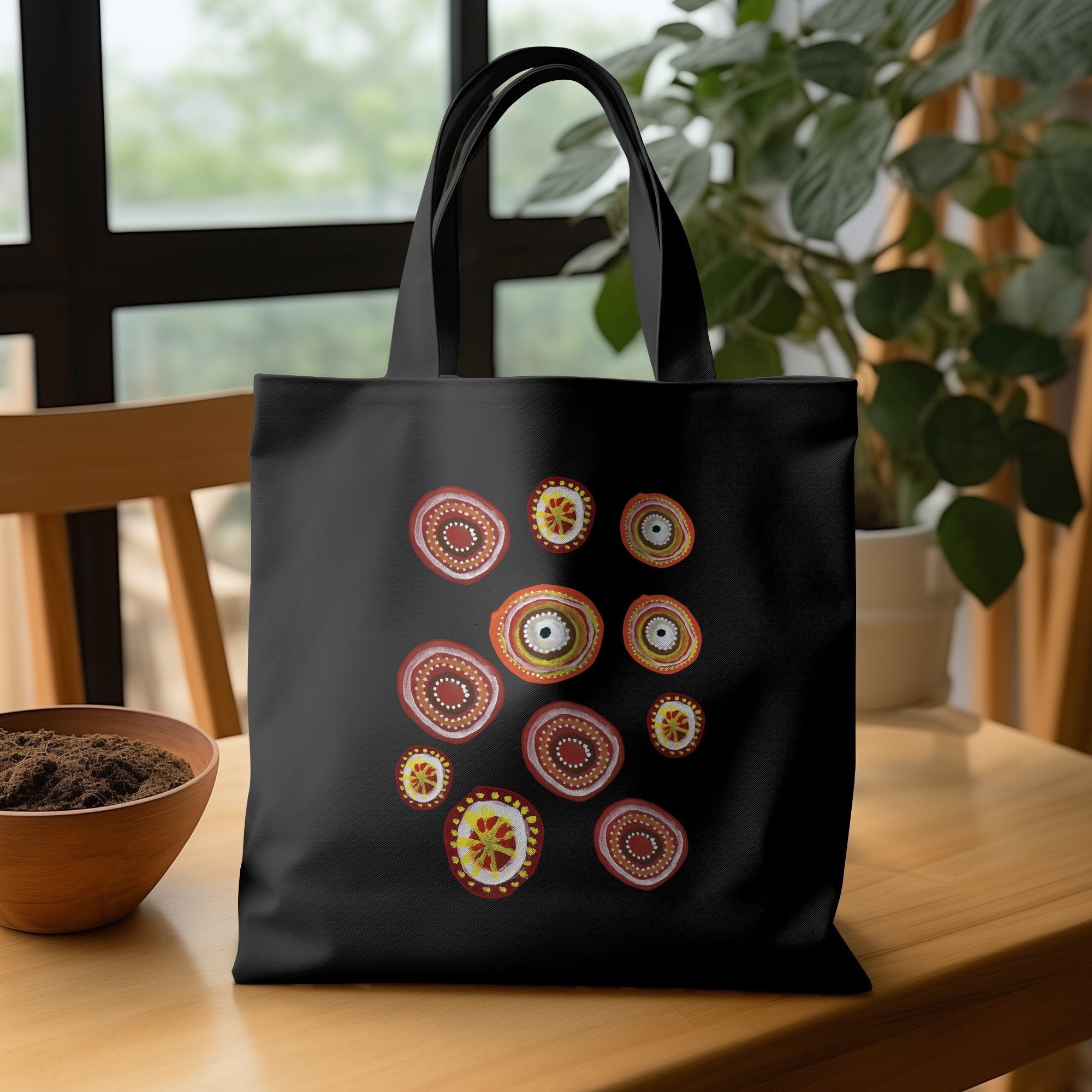 Vibrant Abstract Art Tote Bag, Colorful Circular Design, Artistic Print Tote, Unique Shopping Bag, Versatile Everyday Bag - Craig Michael Design