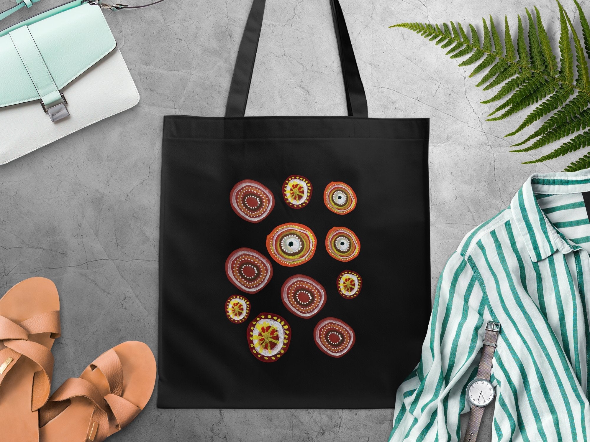 Vibrant Abstract Art Tote Bag, Colorful Circular Design, Artistic Print Tote, Unique Shopping Bag, Versatile Everyday Bag - Craig Michael Design