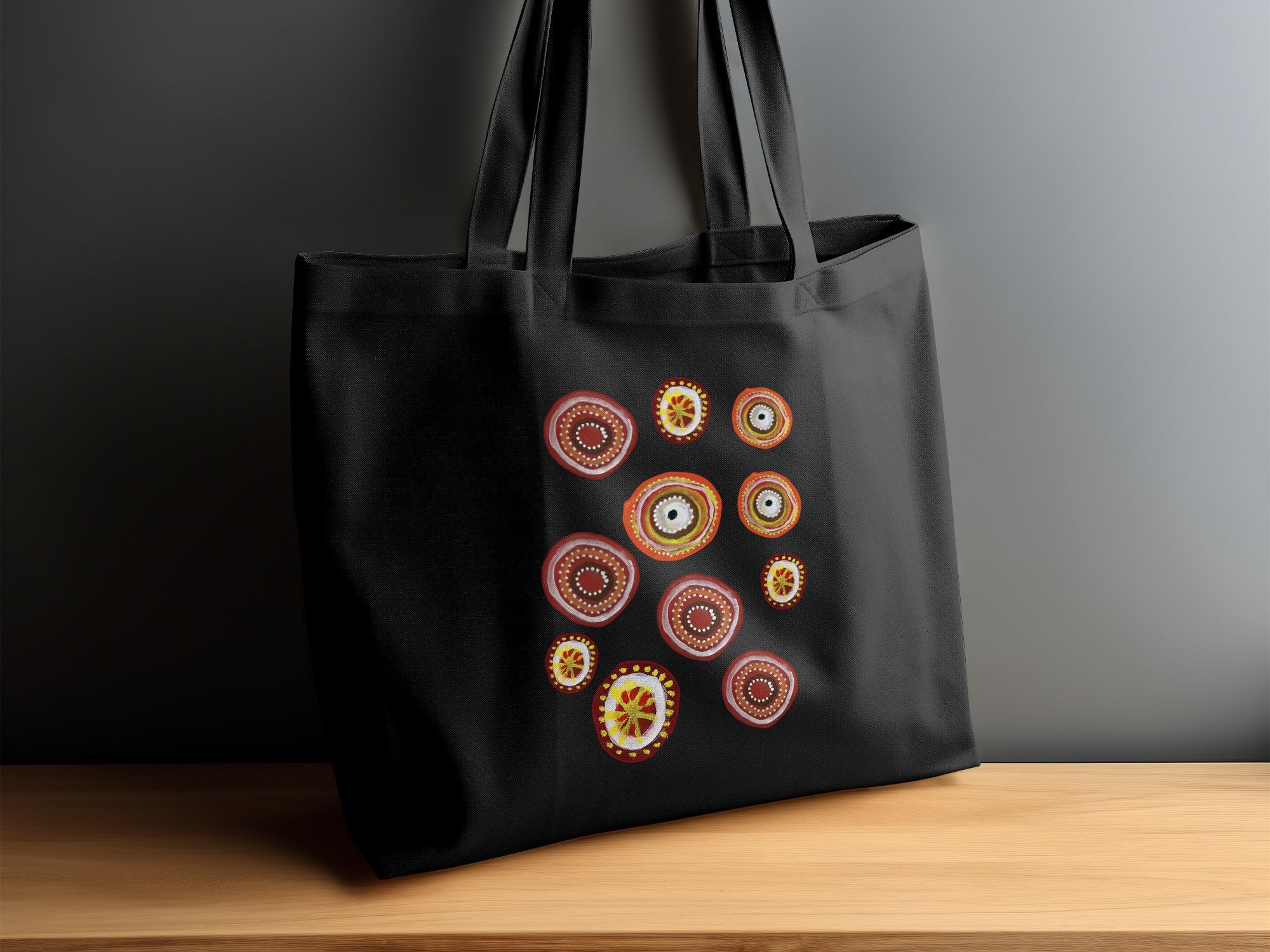 Vibrant Abstract Art Tote Bag, Colorful Circular Design, Artistic Print Tote, Unique Shopping Bag, Versatile Everyday Bag - Craig Michael Design