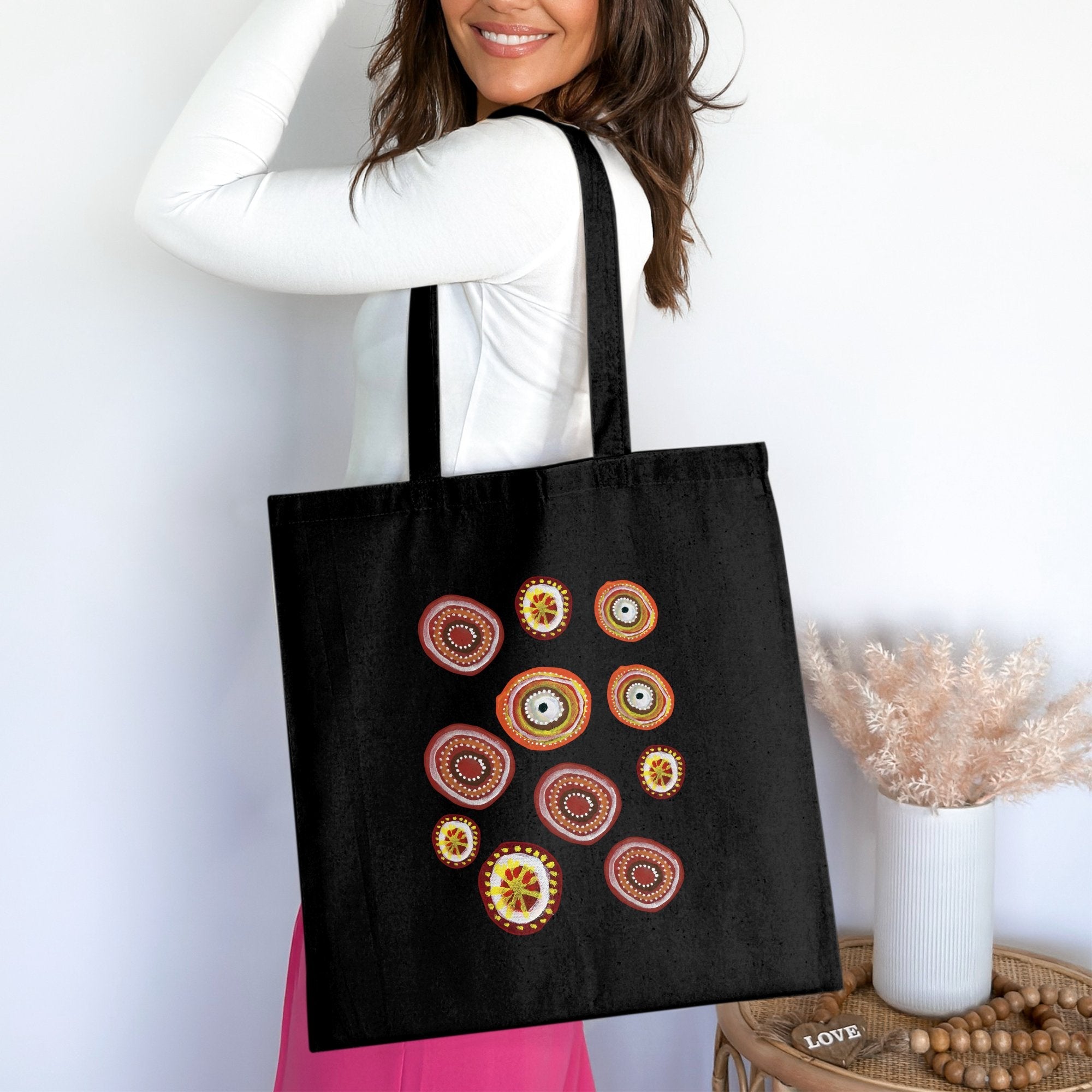 Vibrant Abstract Art Tote Bag, Colorful Circular Design, Artistic Print Tote, Unique Shopping Bag, Versatile Everyday Bag - Craig Michael Design