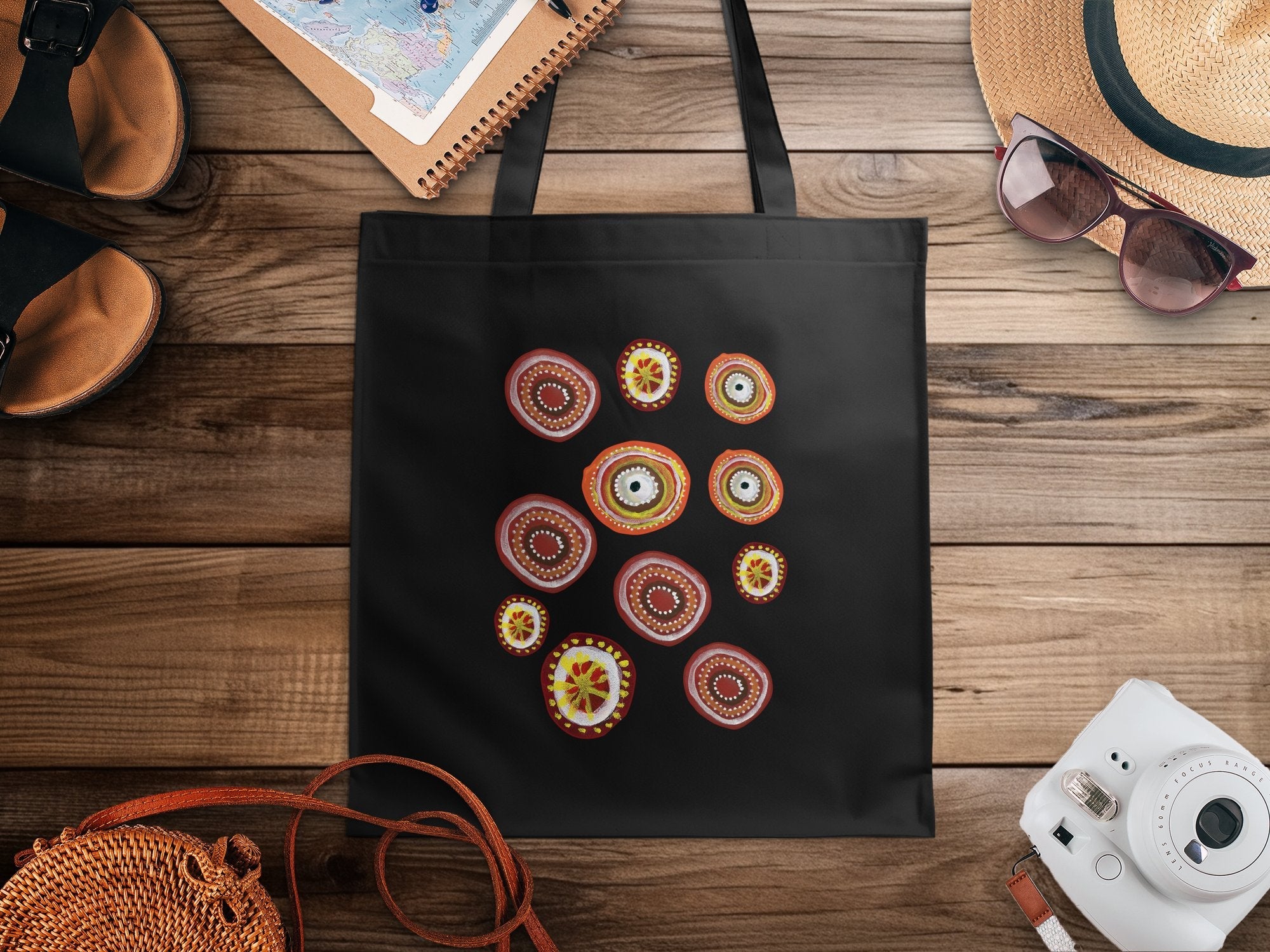 Vibrant Abstract Art Tote Bag, Colorful Circular Design, Artistic Print Tote, Unique Shopping Bag, Versatile Everyday Bag - Craig Michael Design