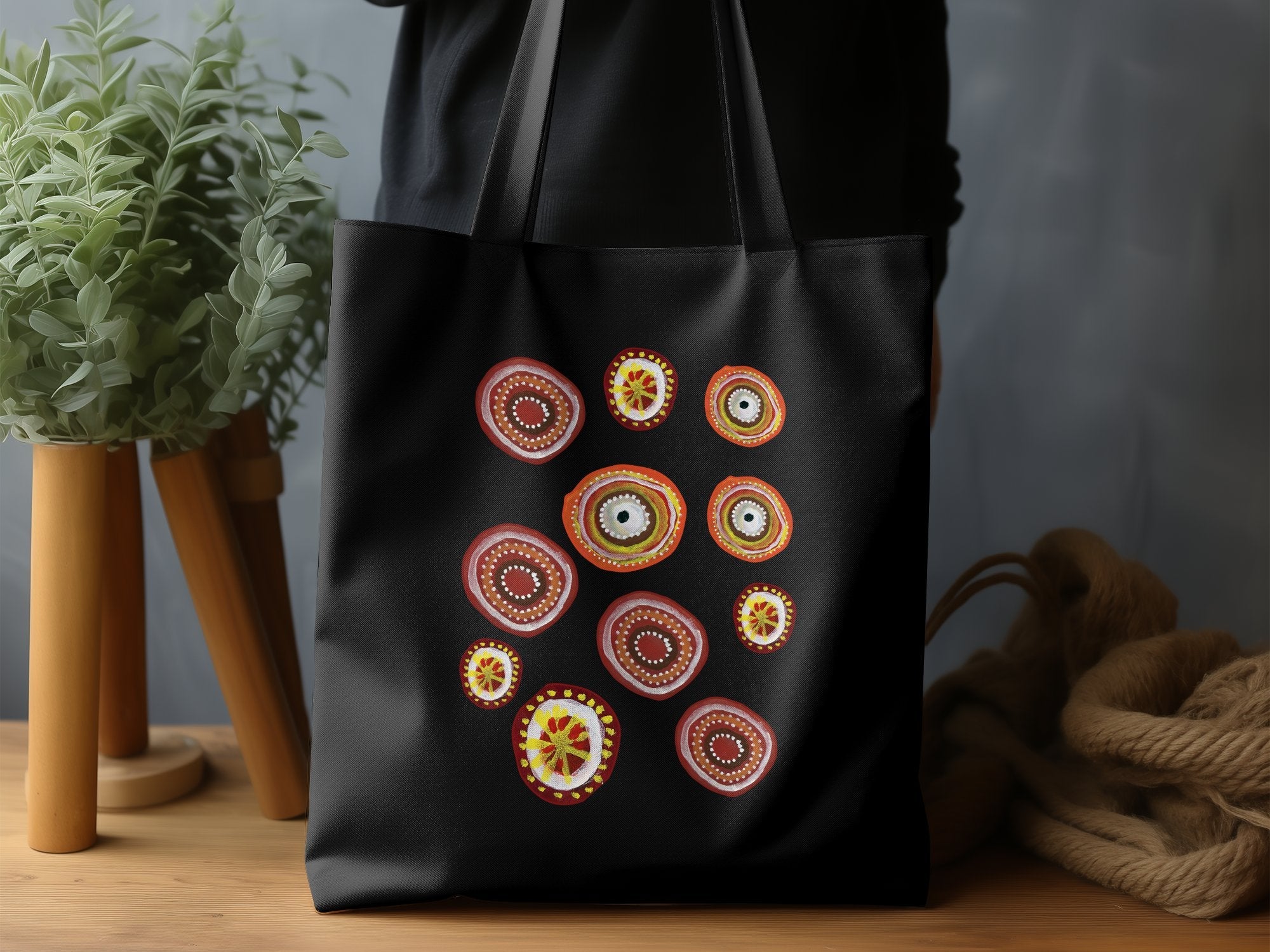 Vibrant Abstract Art Tote Bag, Colorful Circular Design, Artistic Print Tote, Unique Shopping Bag, Versatile Everyday Bag - Craig Michael Design