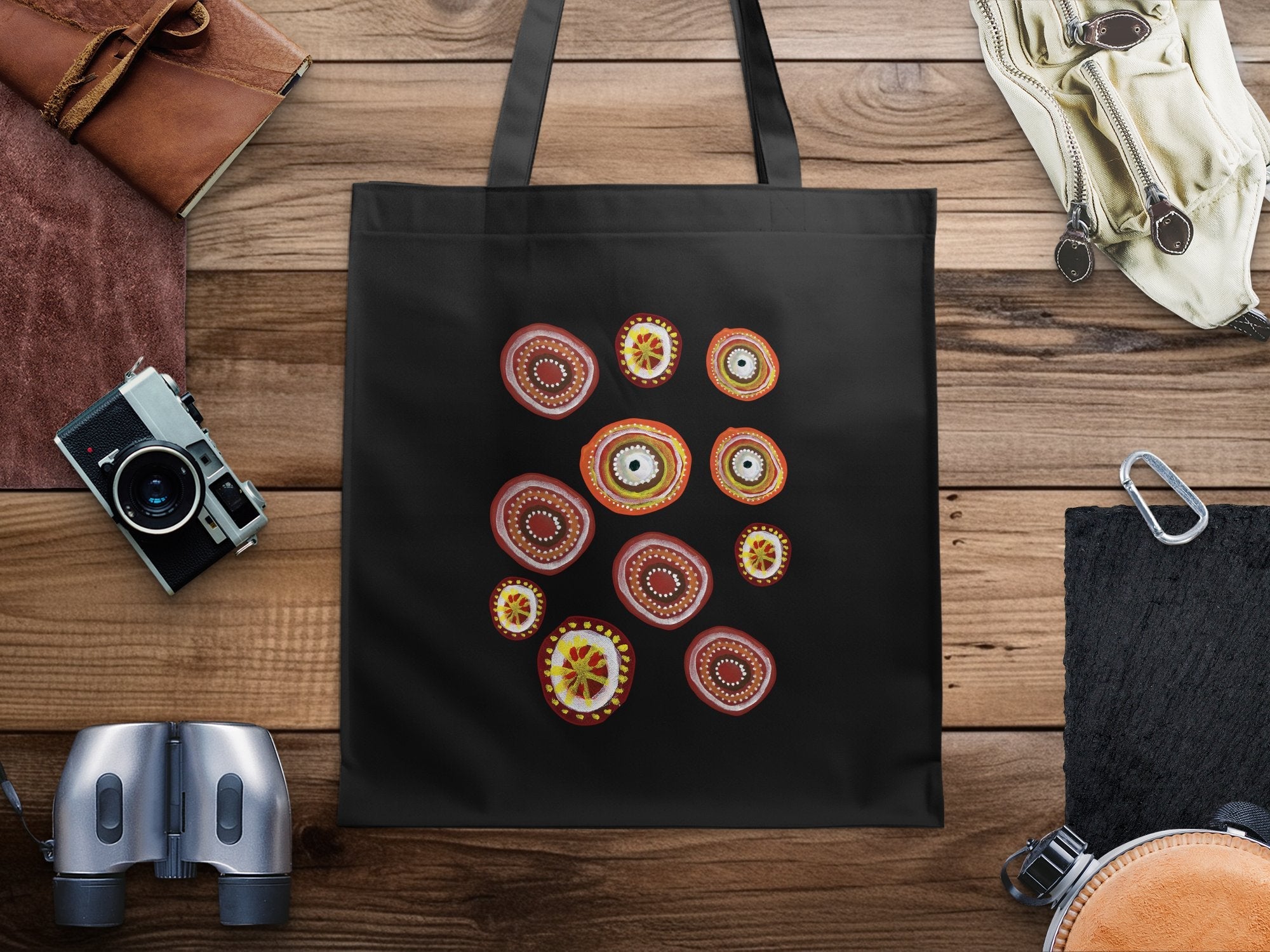 Vibrant Abstract Art Tote Bag, Colorful Circular Design, Artistic Print Tote, Unique Shopping Bag, Versatile Everyday Bag - Craig Michael Design