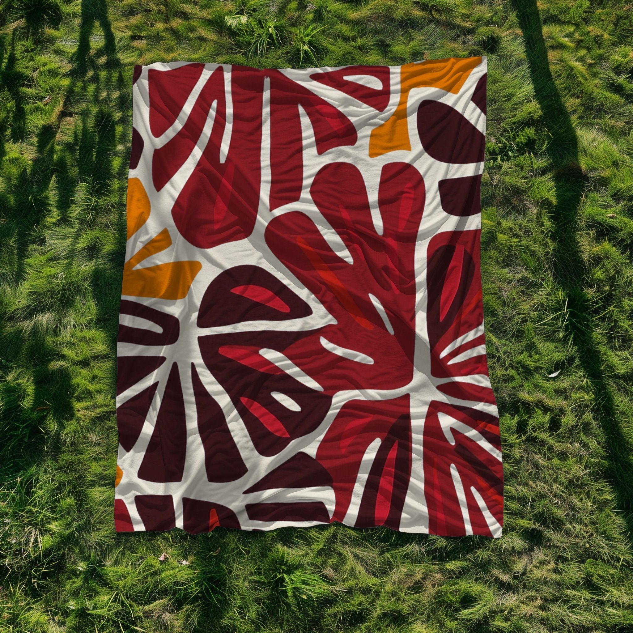 Vibrant African Inspired Blanket, Cozy African Design Throw Blanket, Lively Pattern Blanket, Colorful African Leaf Blanket - Craig Michael Design