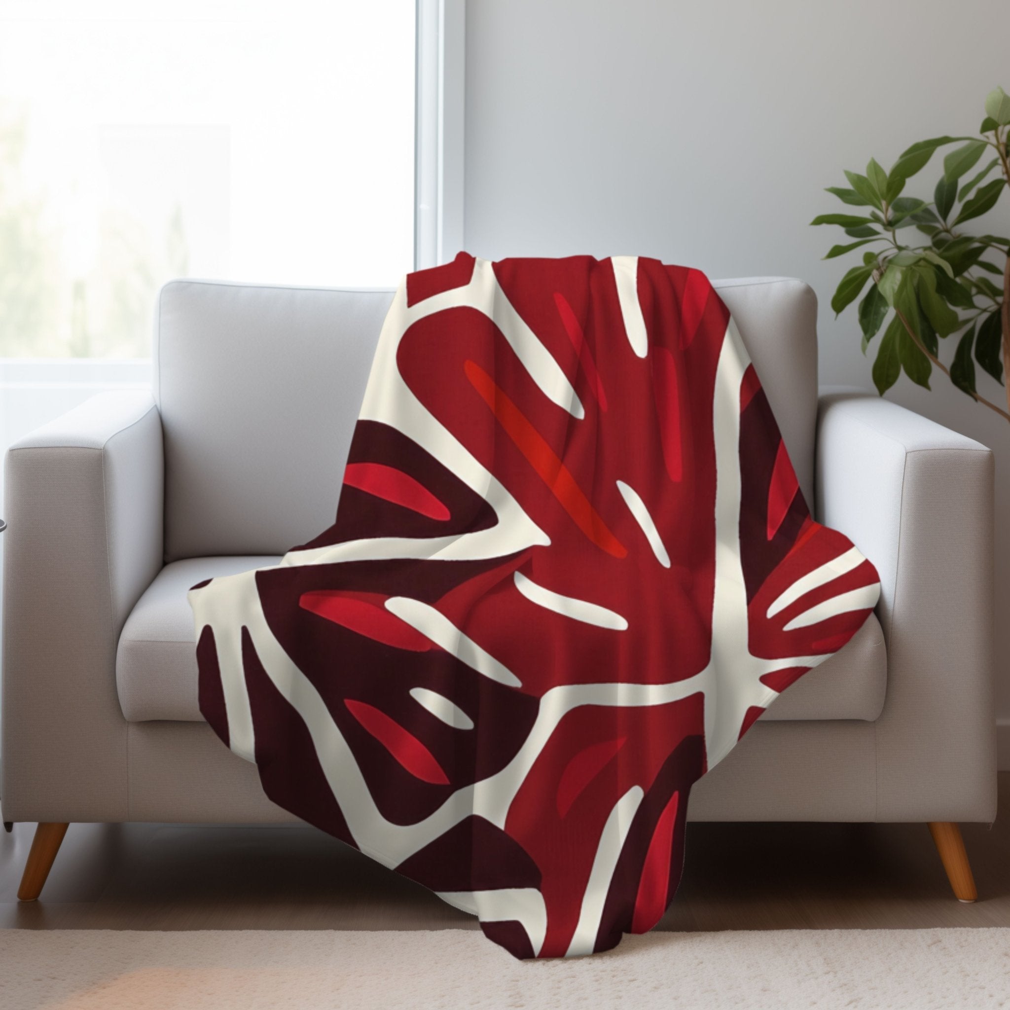 Vibrant African Inspired Blanket, Cozy African Design Throw Blanket, Lively Pattern Blanket, Colorful African Leaf Blanket - Craig Michael Design