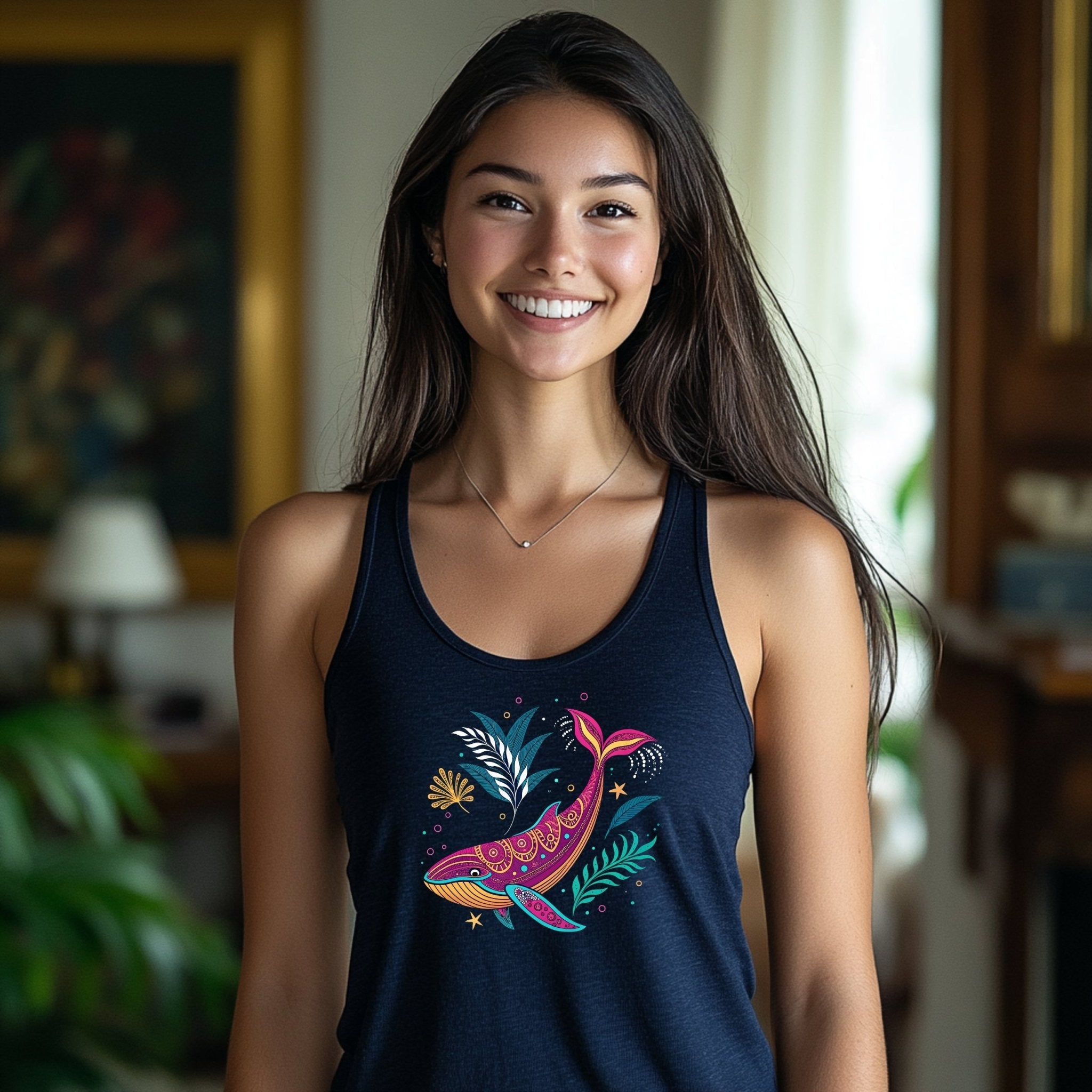 Whimsical Sea Life Tank Top Women, Great Barrier Reef Inspired Shirt, Marine Creatures Art, Colorful Whales Shirt, Ocean Lover Gift - Craig Michael Design