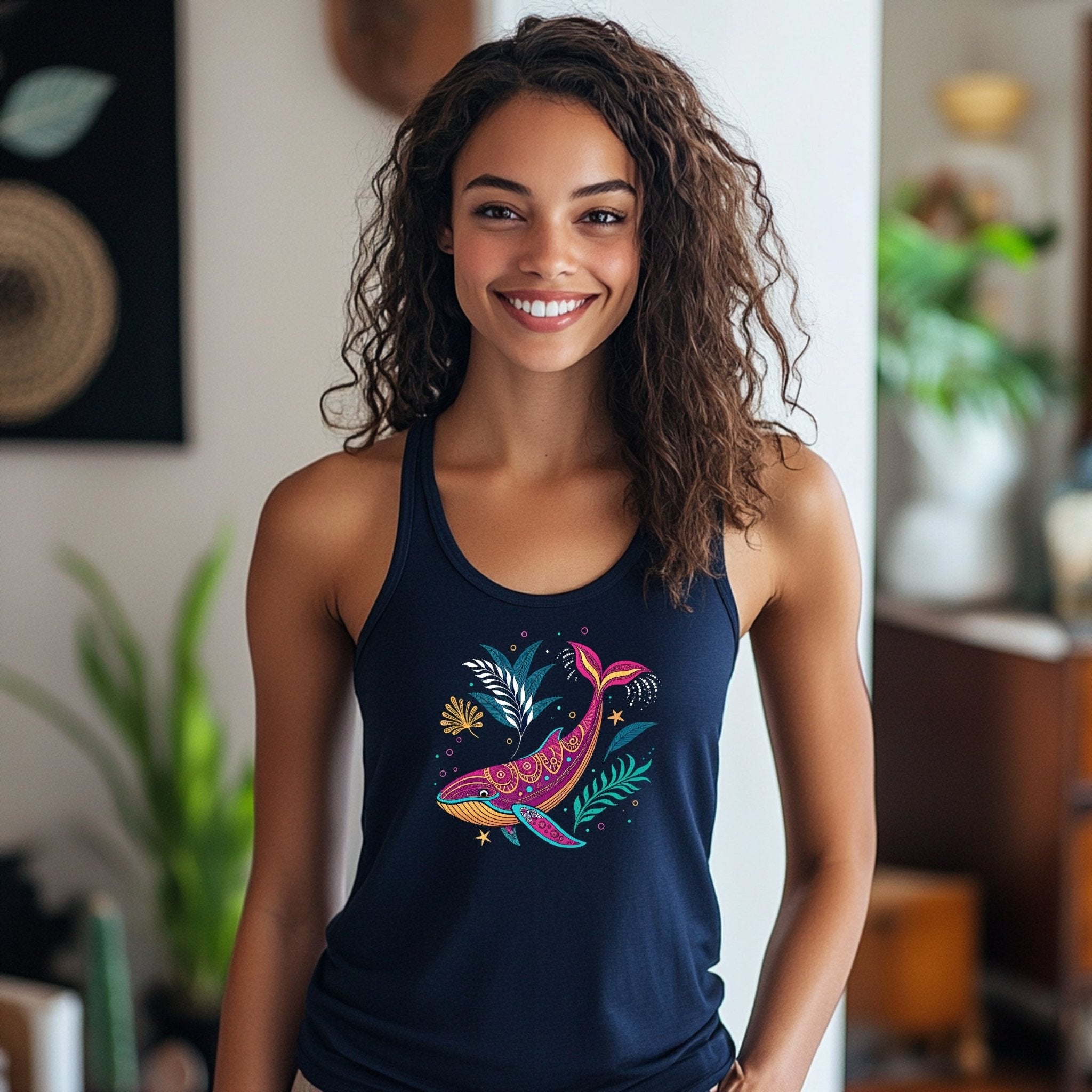 Whimsical Sea Life Tank Top Women, Great Barrier Reef Inspired Shirt, Marine Creatures Art, Colorful Whales Shirt, Ocean Lover Gift - Craig Michael Design