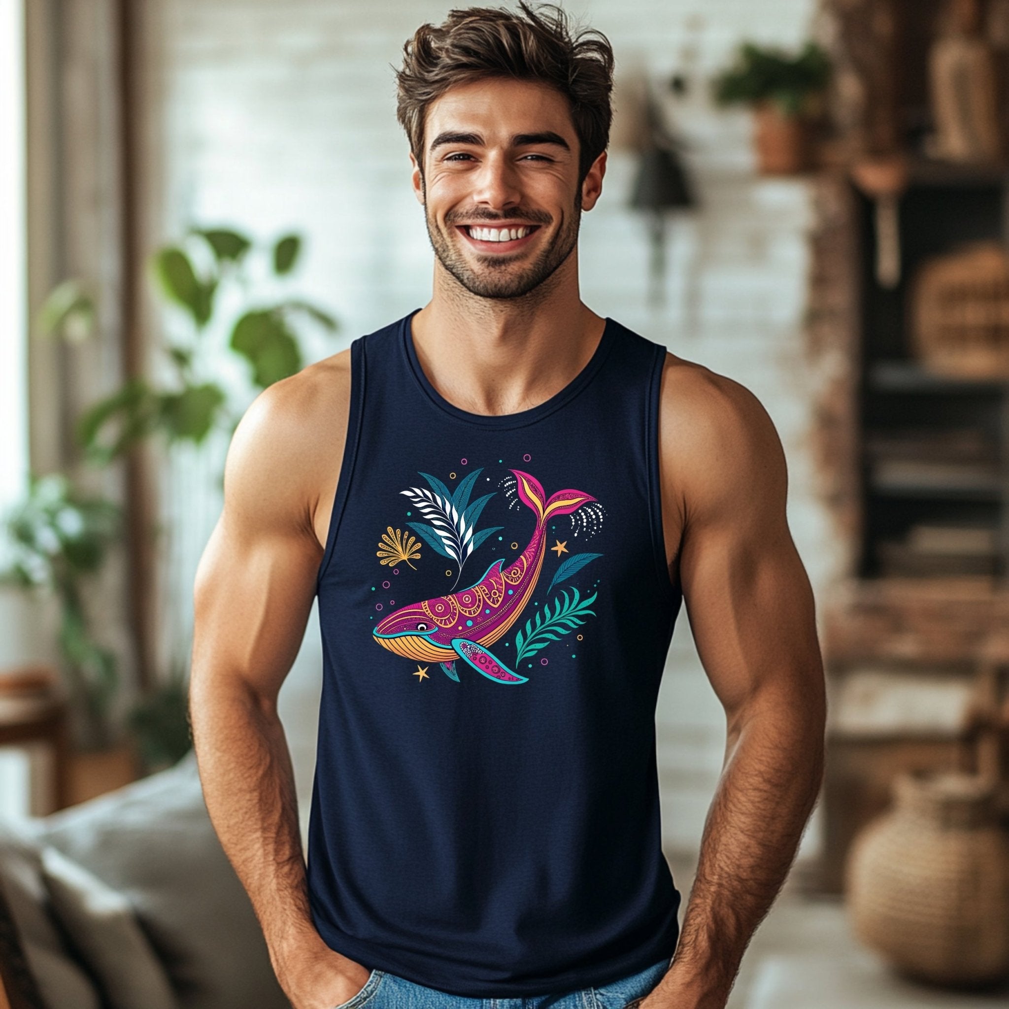 Whimsical Sea Life Tank Top Women, Great Barrier Reef Inspired Shirt, Marine Creatures Art, Colorful Whales Shirt, Ocean Lover Gift - Craig Michael Design